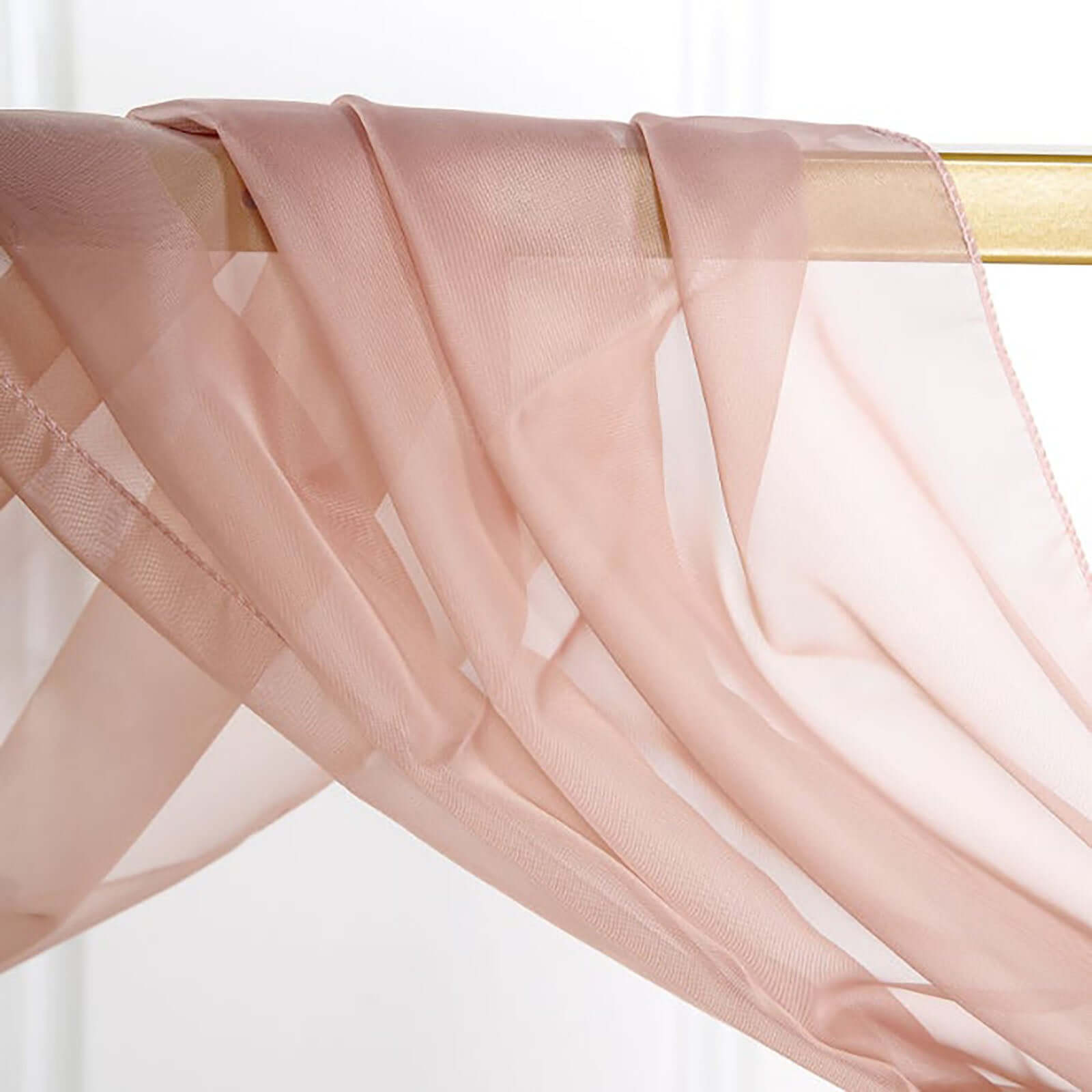 18ft Dusty Rose Sheer Organza Wedding Arch Drapery Fabric, Window Scarf Valance