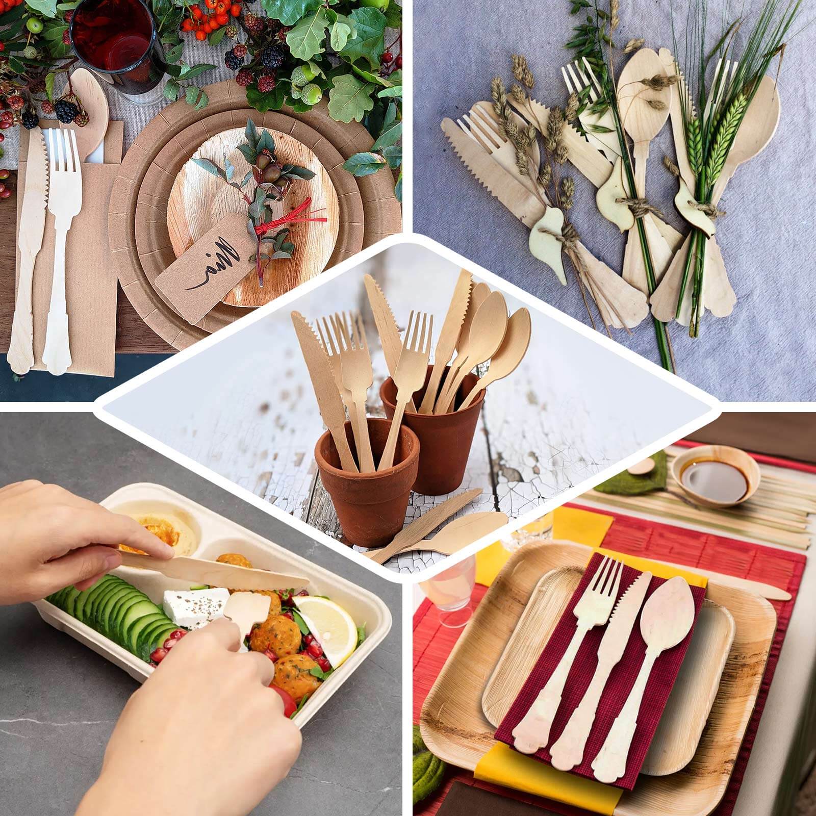 24-Pack Birchwood Forks Natural Vintage Baroque Design - Eco Friendly Biodegradable Wooden Utensils for Rustic Themes & Outdoor Parties 7.5