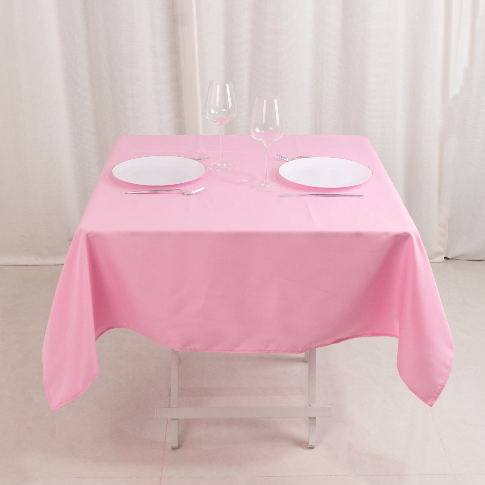 Premium Polyester 54x54 Square Tablecloth Pink - Stain and Wrinkle-Resistant 220GSM Table Cover