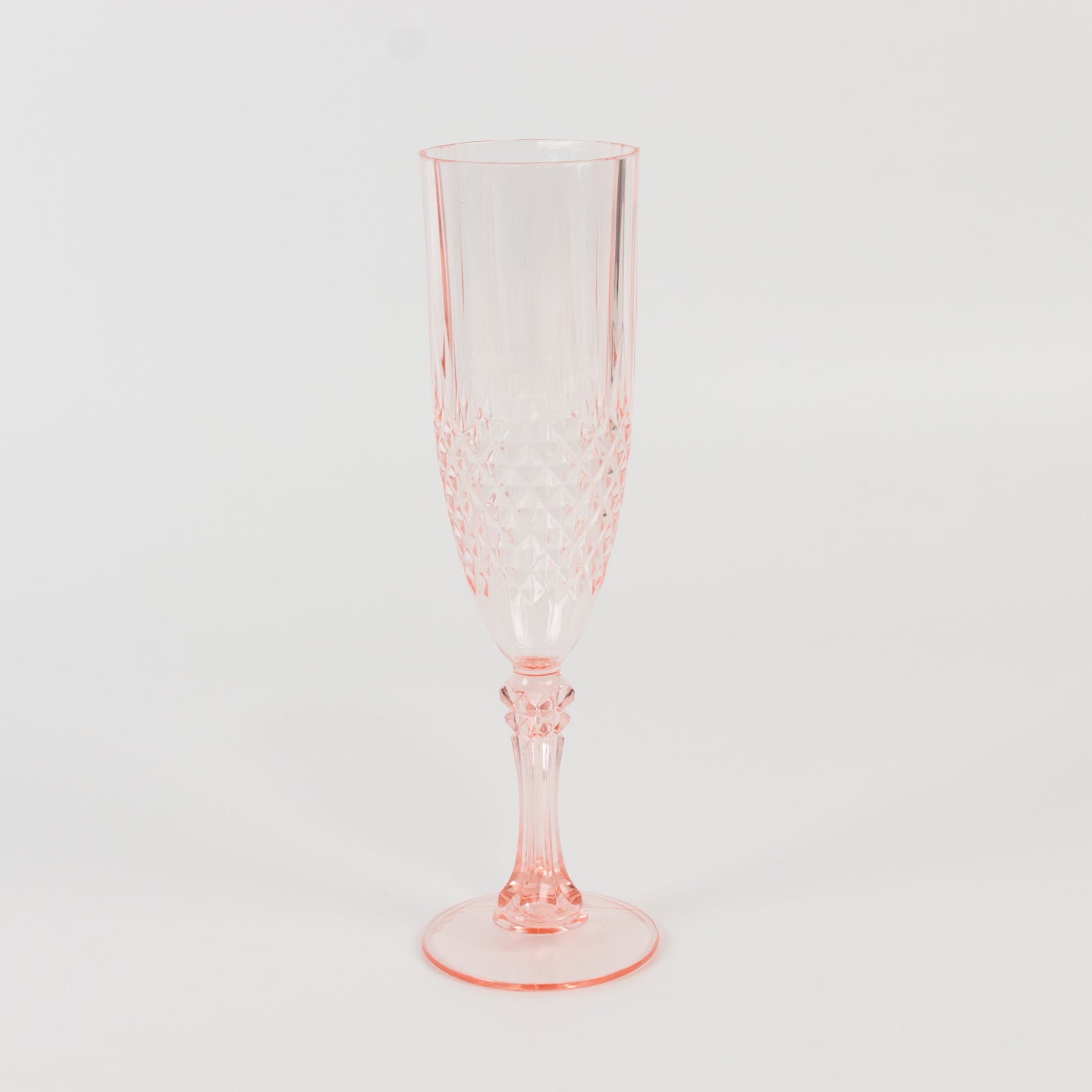 6-Pack Plastic Wedding Toast Flutes Transparent Blush Crystal Cut Style - Reusable Champagne Glasses 8oz