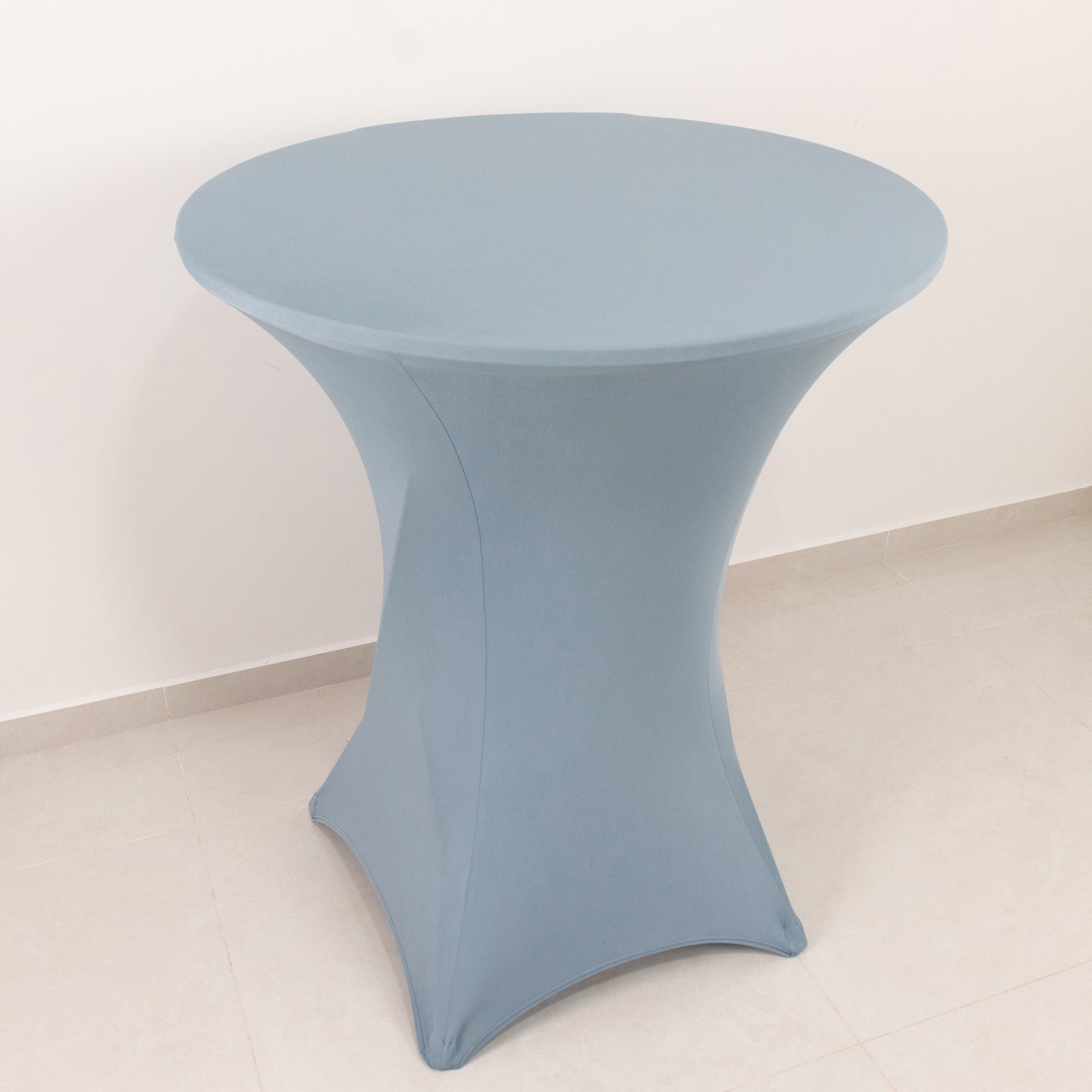 Spandex 33-36 Round Cocktail Table Cover Dusty Blue - Easy to Maintain Stretch Fitted Highboy Tablecloth