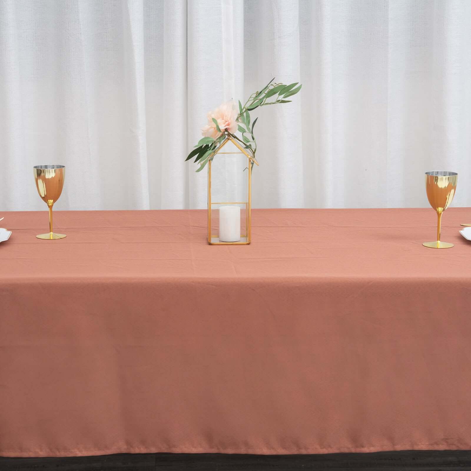 Polyester 60x126 Rectangle Tablecloth Terracotta (Rust) - Wrinkle-Resistant Table Cover