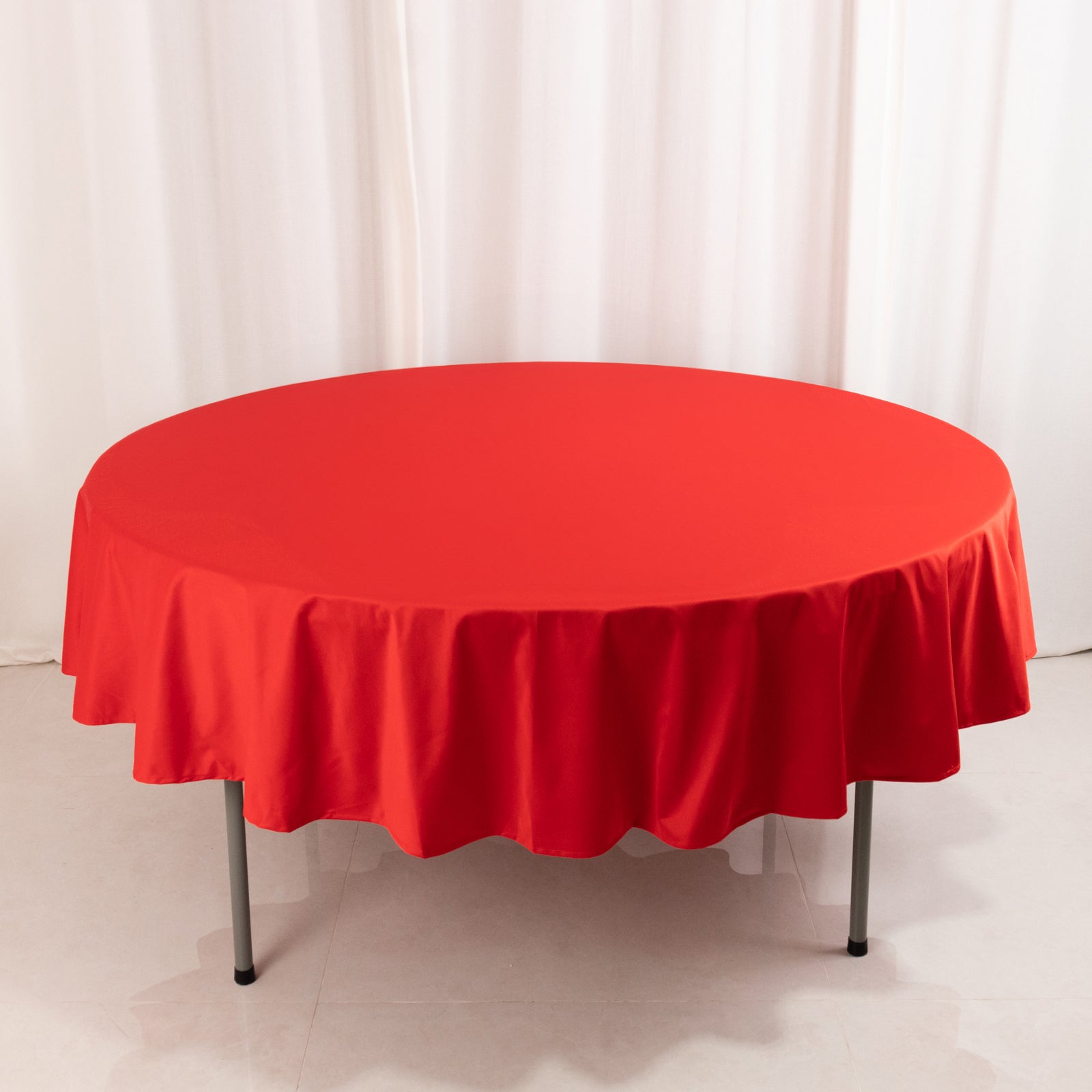 Premium Scuba Round 90 Tablecloth Red - Wrinkle Free & Stain Resistant Table Cover