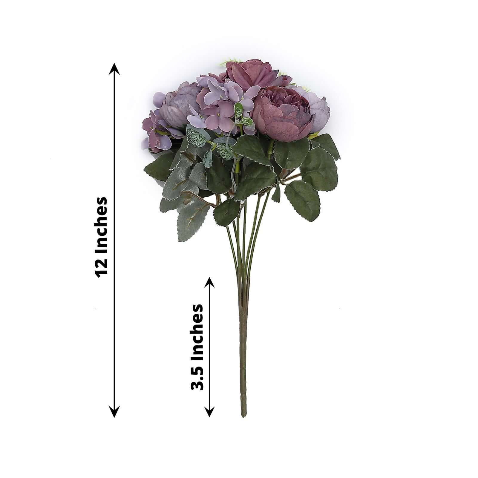 2 Pack Artificial Rose & Peony Floral Arrangements – 12 Purple Silk Bouquets for Weddings & Home Décor