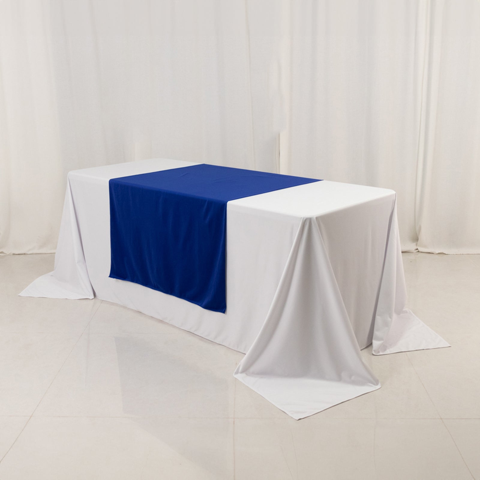 Premium Scuba Polyester 36x72 Wide Table Runner Royal Blue - Wrinkle-Free Trade Show Table Linen