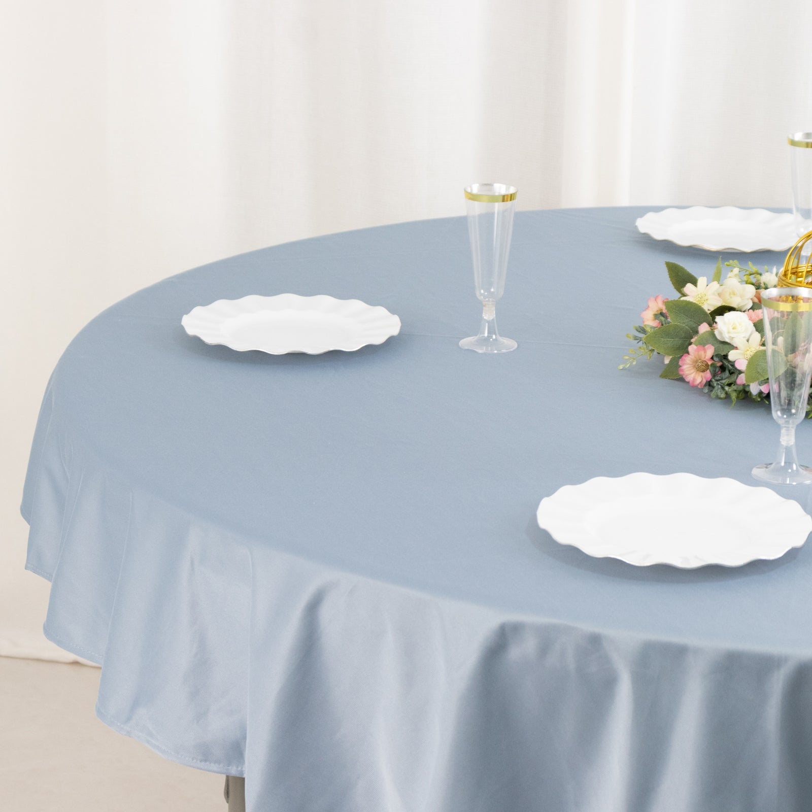 Premium Scuba Round 70 Tablecloth Dusty Blue - Wrinkle Free & Stain Resistant Table Cover