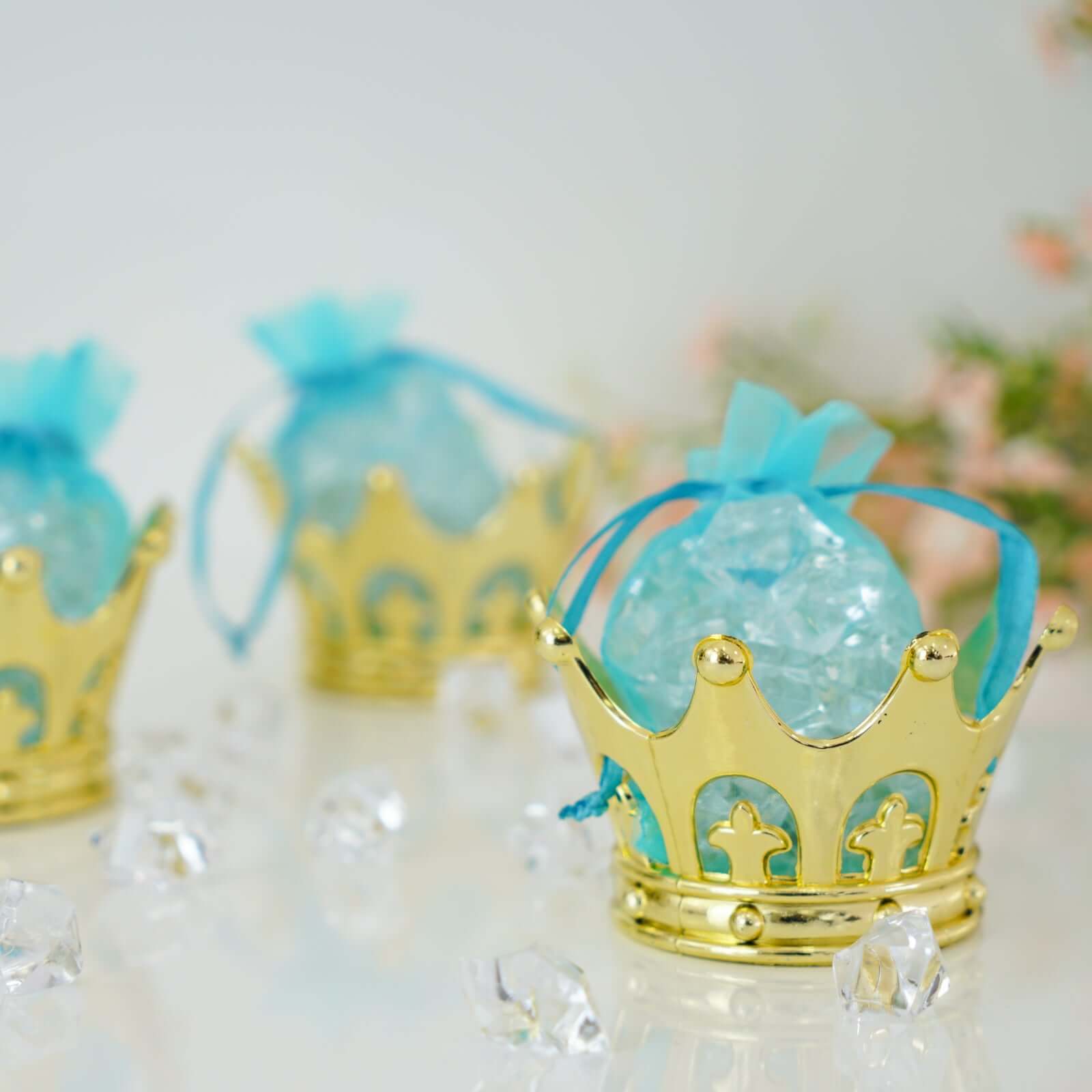 12-Pack Fillable Mini Crown Candy Container Gold - Regal Baby Shower Candy Treat Favor Containers 3