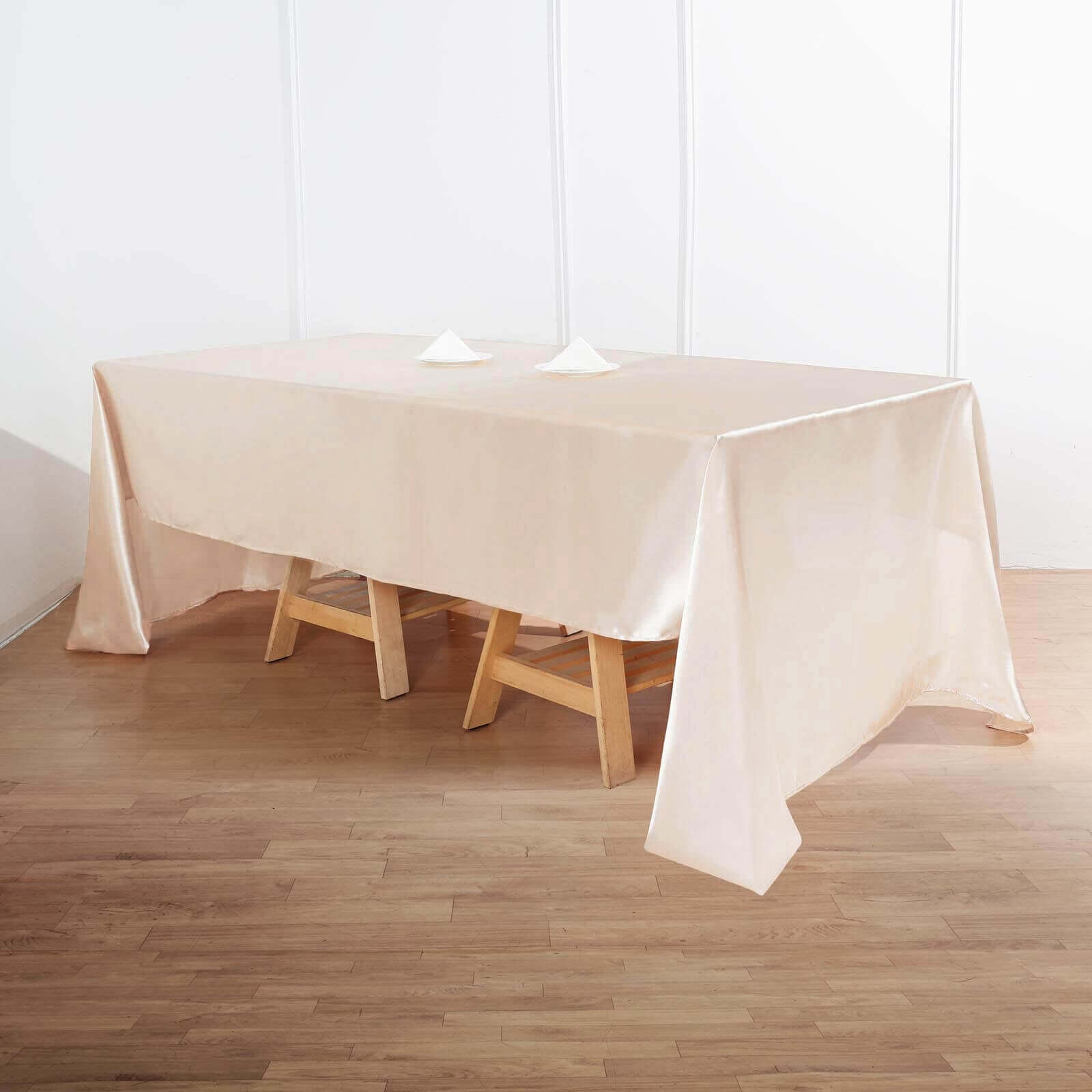 Satin Rectangular 60x126 Tablecloth Beige - Smooth and Lustrous Table Cover