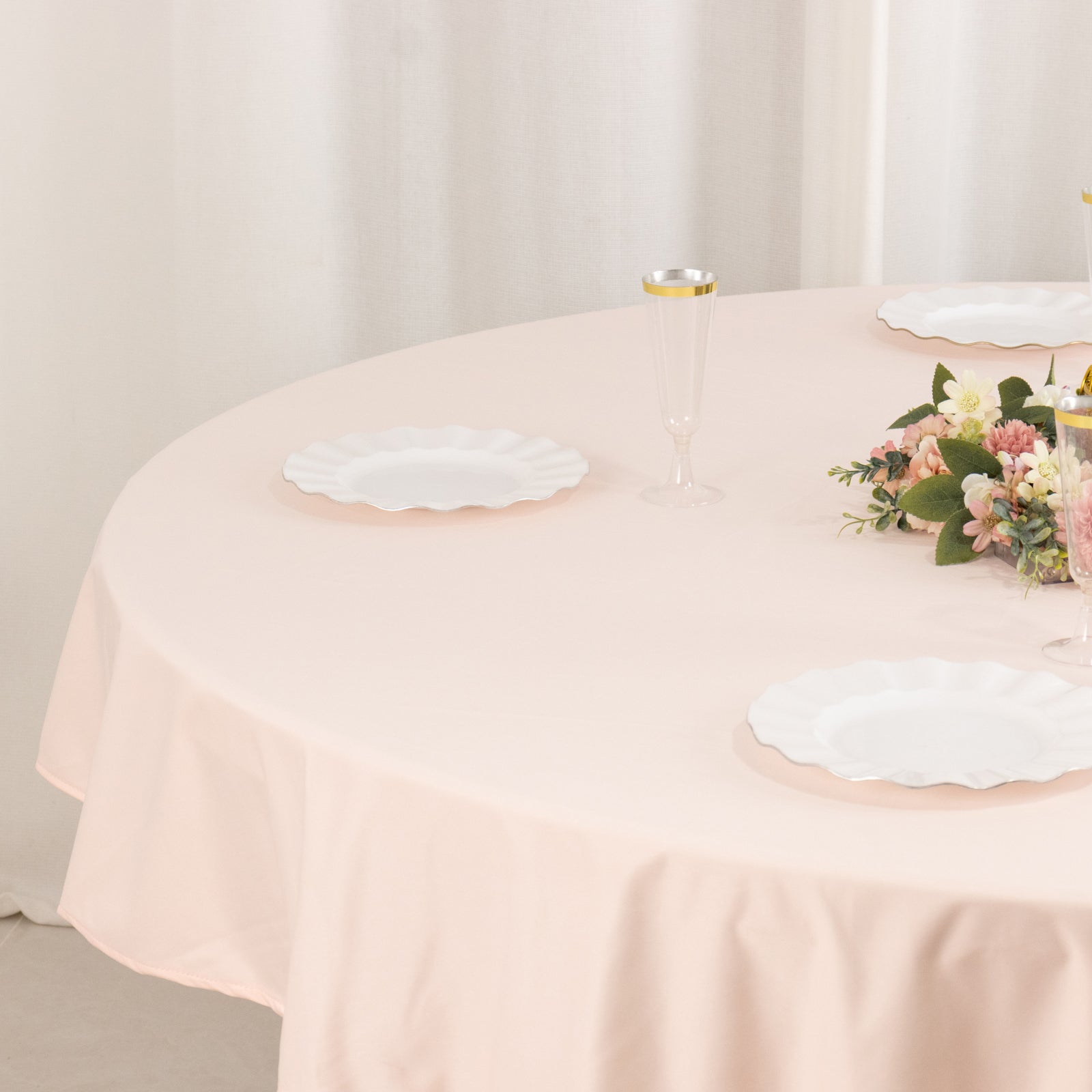 Premium Scuba Round 70 Tablecloth Blush - Wrinkle Free & Stain Resistant Table Cover