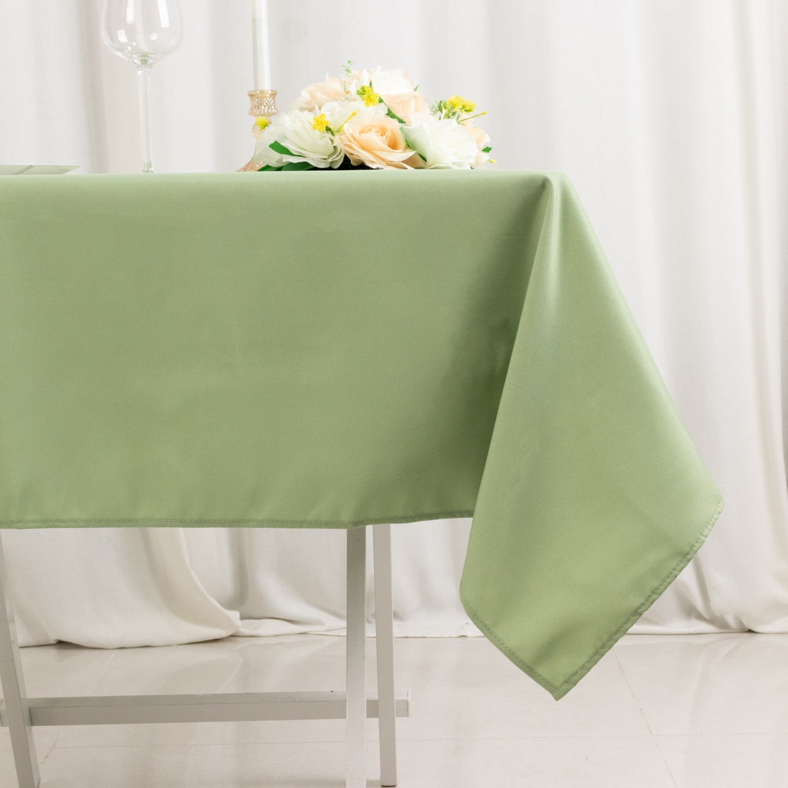 Premium Polyester 54x54 Square Tablecloth Sage Green - Stain and Wrinkle-Resistant 220GSM Table Cover