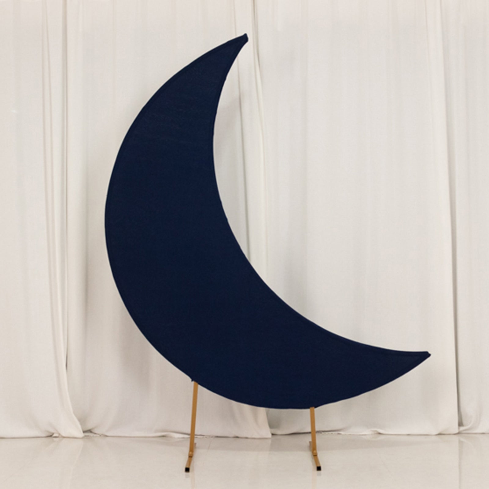 6.5ft Navy Blue Spandex Crescent Moon Chiara Backdrop Stand Cover, Custom Stretch Fitted Wedding Arch Cover