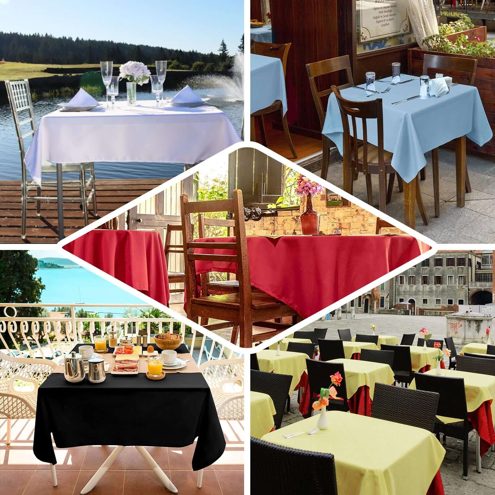 Polyester Square 54x54 Tablecloth Yellow - Wrinkle-Resistant & Durable Table Cover