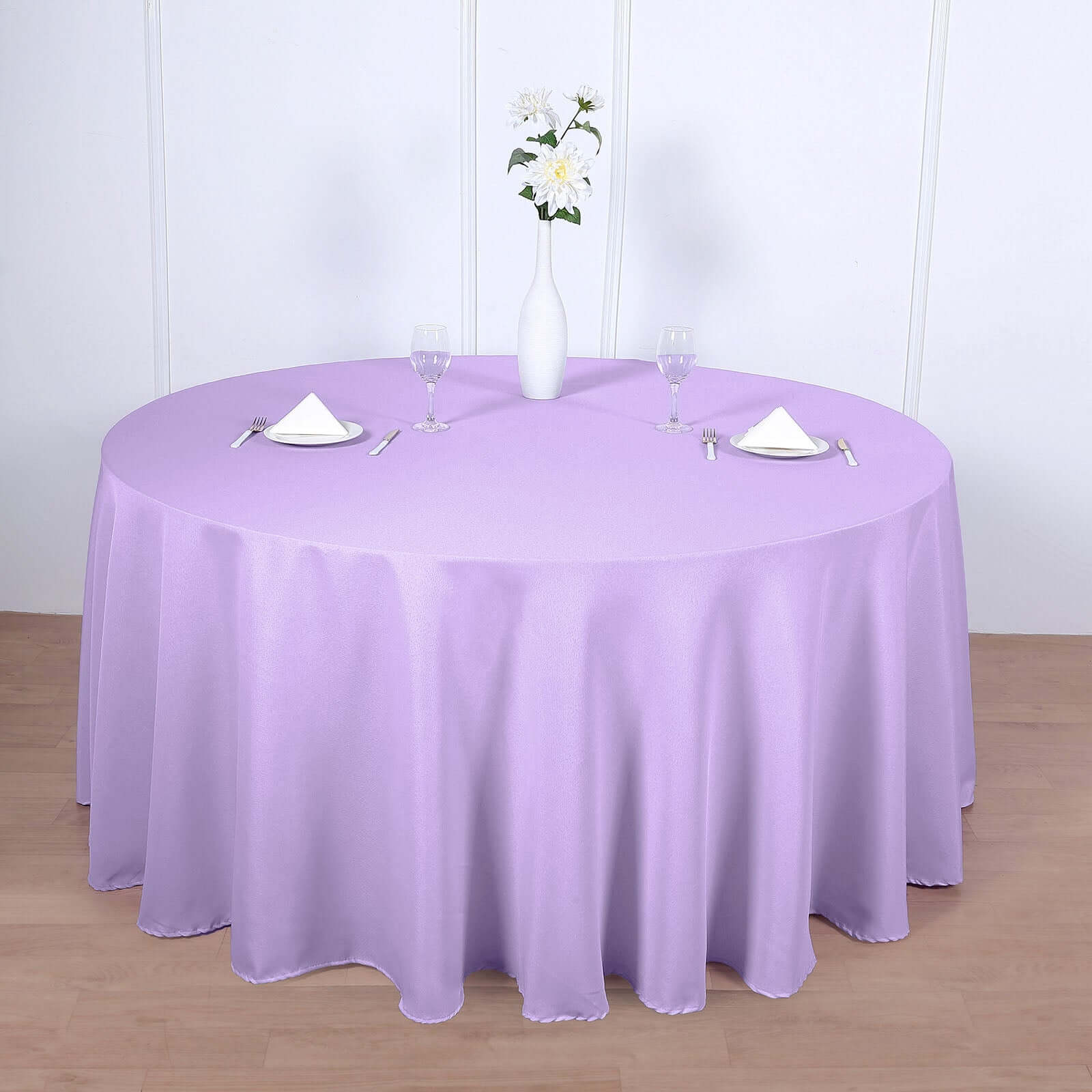 Polyester 120 Round Tablecloth Lavender Lilac - Seamless Wrinkle-Resistant Table Cover