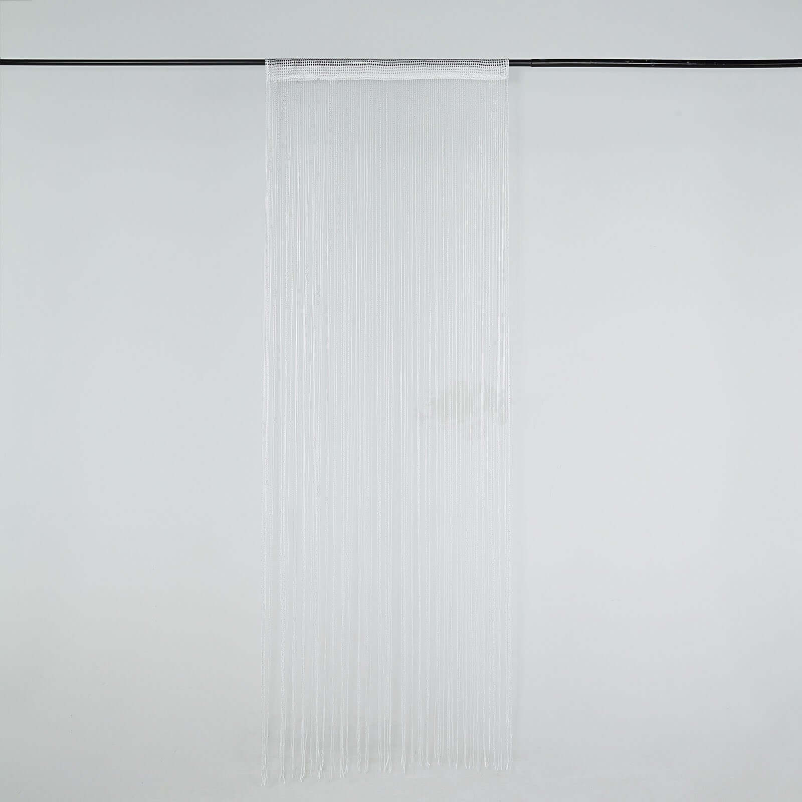 3ftx8ft White Silver Silk Tassel String Curtains, Decorative Room Divider Panels