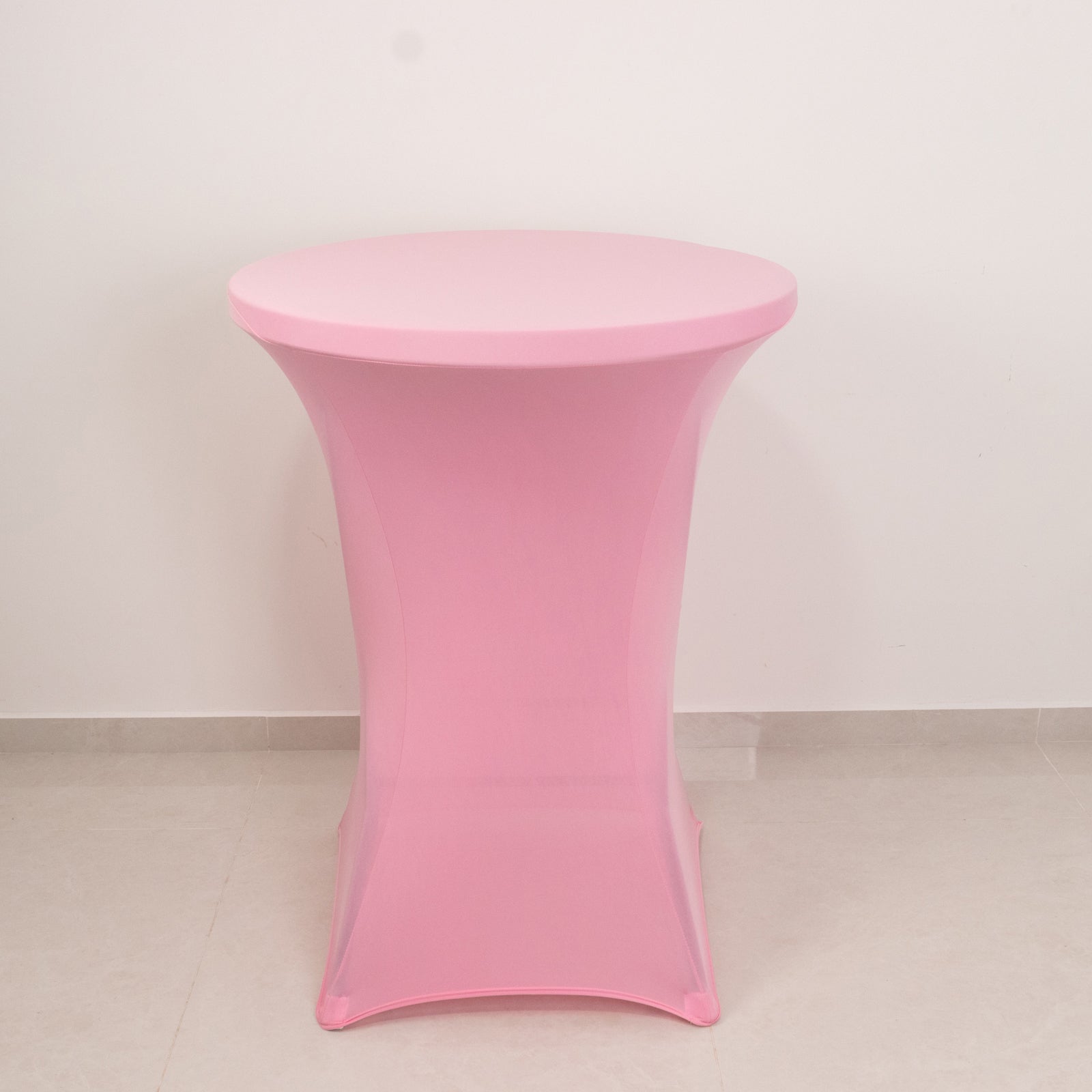 Spandex 24-32 Round Cocktail Table Cover Pink - Easy to Maintain Stretch Fitted Highboy Tablecloth