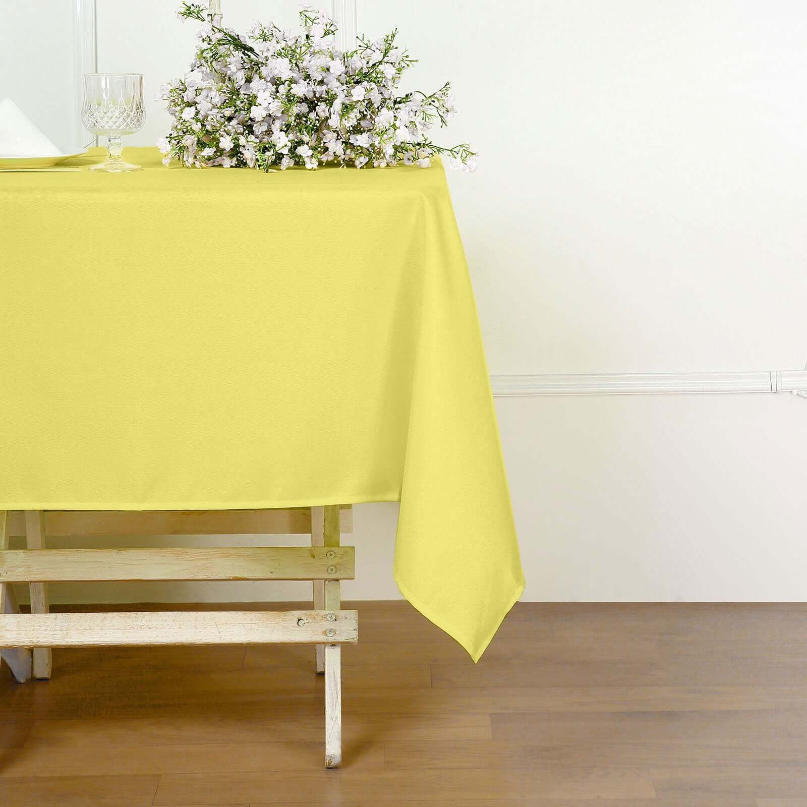 Polyester Square 54x54 Tablecloth Yellow - Wrinkle-Resistant & Durable Table Cover