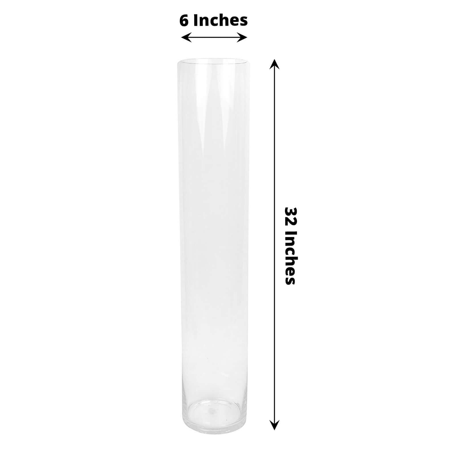 2-Pack Glass Flower Vases Cylinder Design Heavy Duty Clear - Stylish Centerpieces for Weddings 32