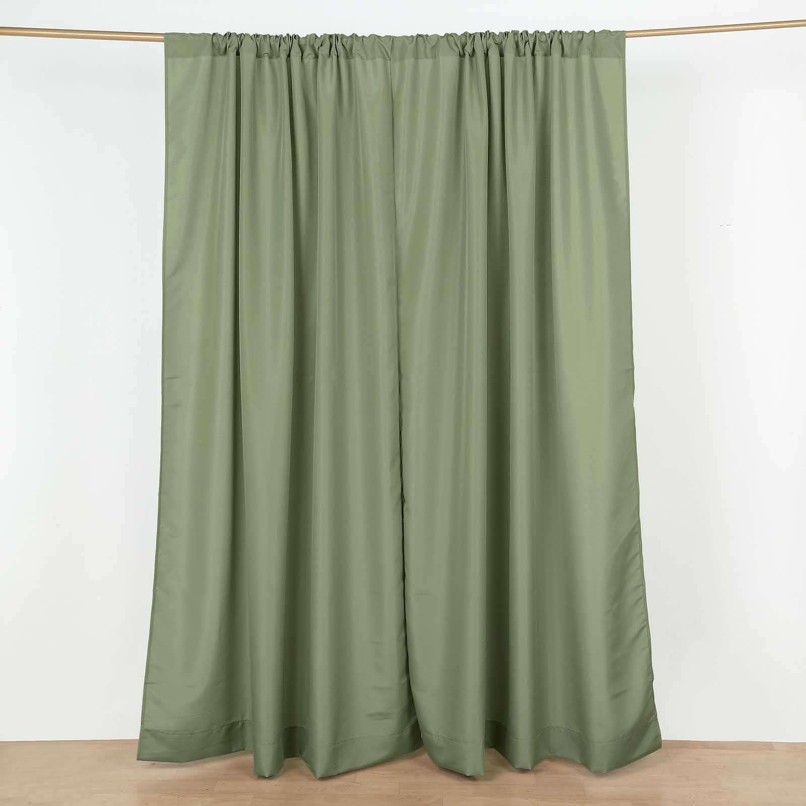 2 Pack Dusty Sage Green Polyester Event Curtain Drapes, 10ftx8ft Backdrop Event Panels With Rod Pockets 130 GSM