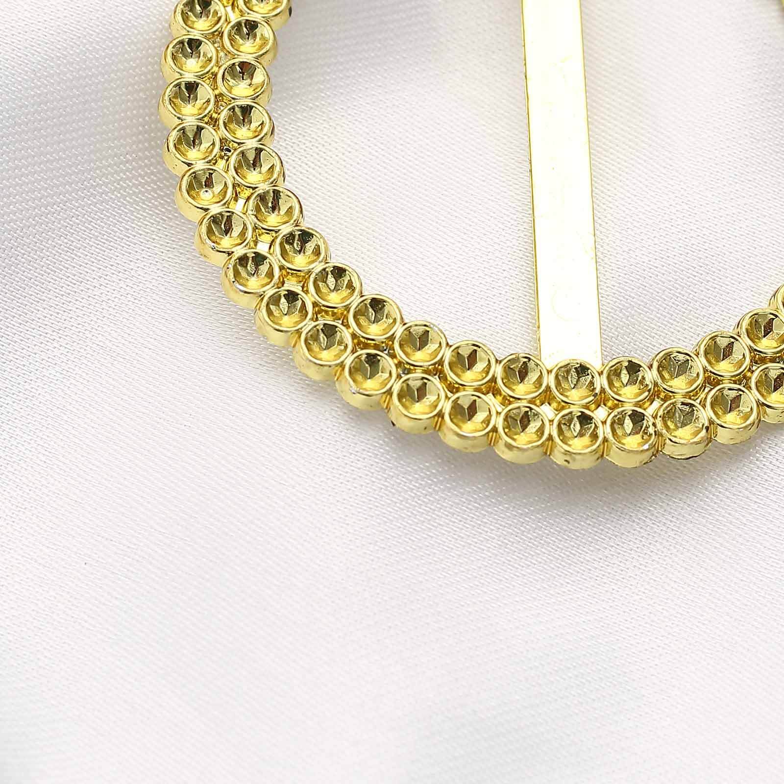 20 Pack Diamond Round Chair Sash Band Buckle Pins Gold - Timeless Rhinestone Napkin Rings for Weddings & Gatherings 2.5