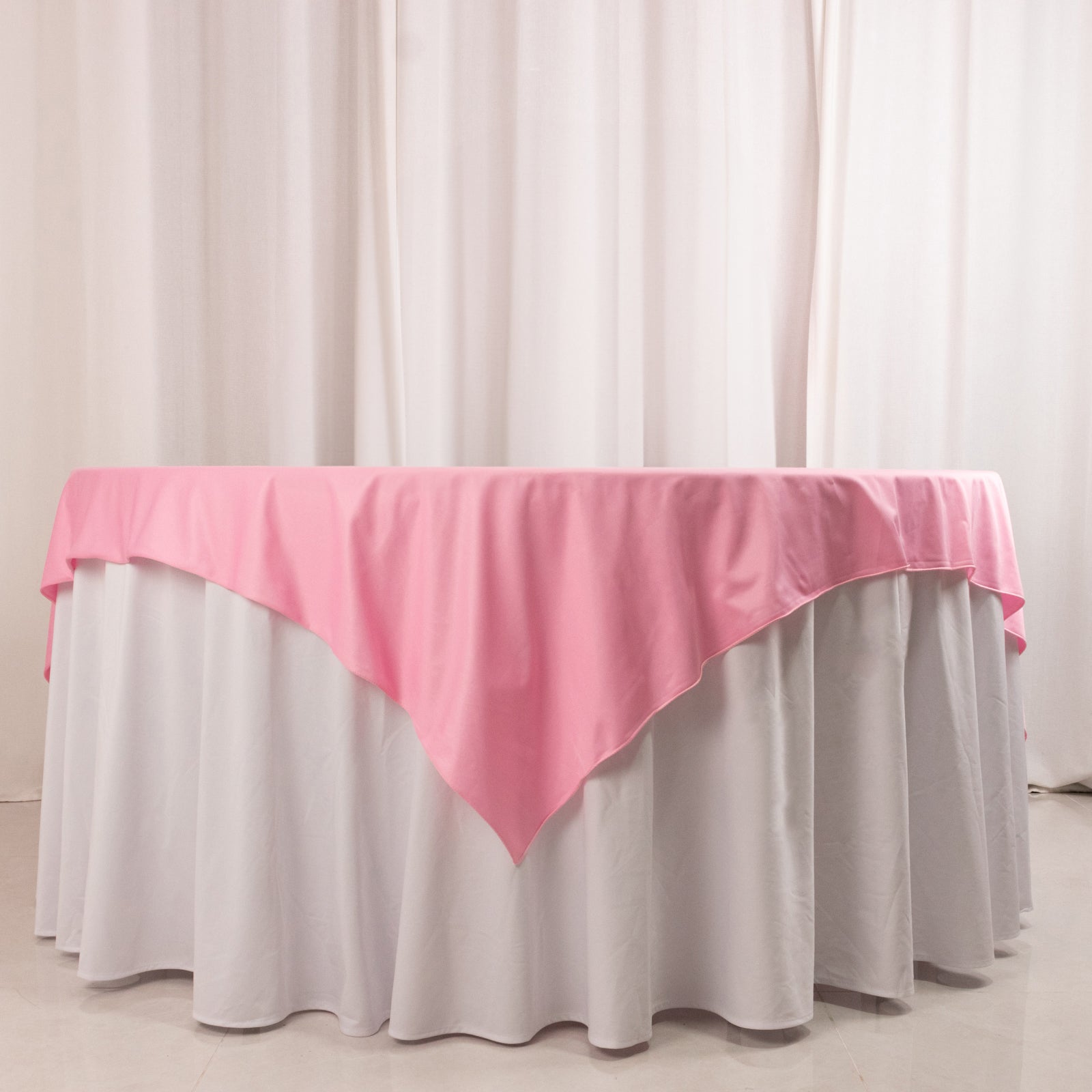 Premium Scuba 70x70 Table Overlay Square Tablecloth Pink - Wrinkle Free & Stain Resistant Table Cover