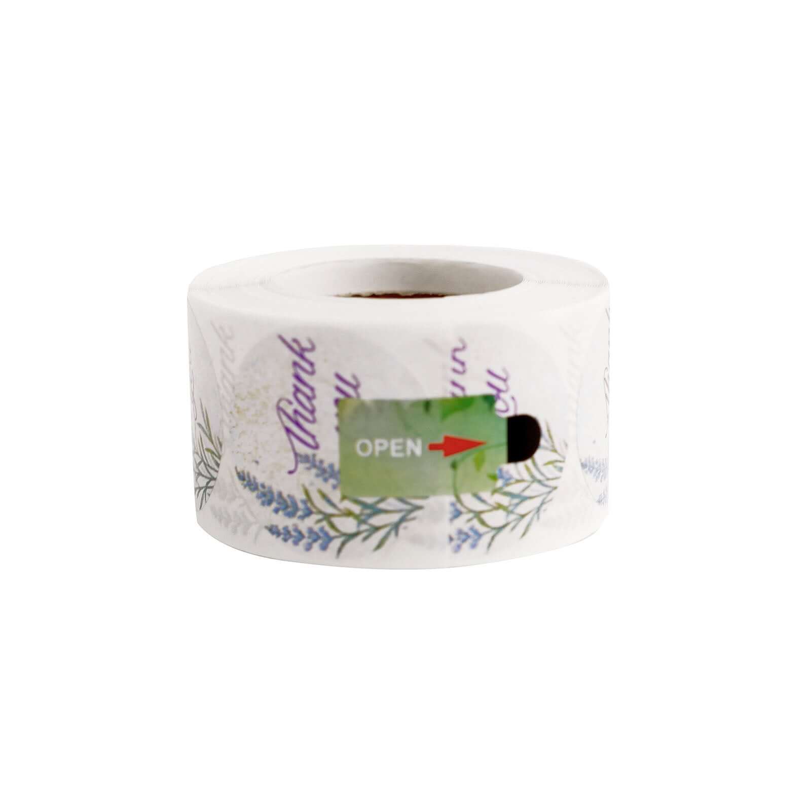 500Pcs 1.5 Thank You Purple Lavender Print Stickers Roll, Labels For DIY Envelope Seals - Round