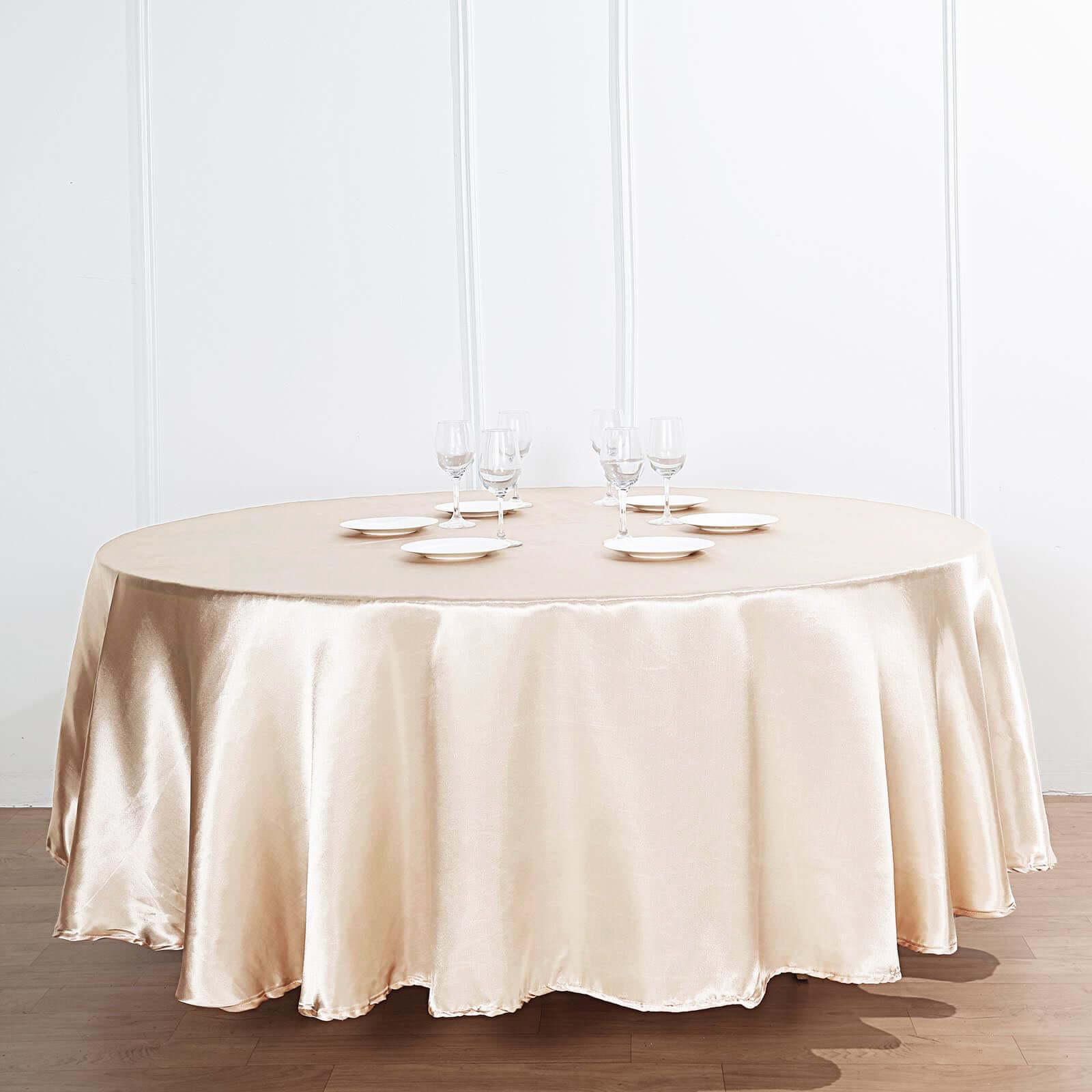 Satin 120 Round Tablecloth Beige - Stylish Seamless Table Cover