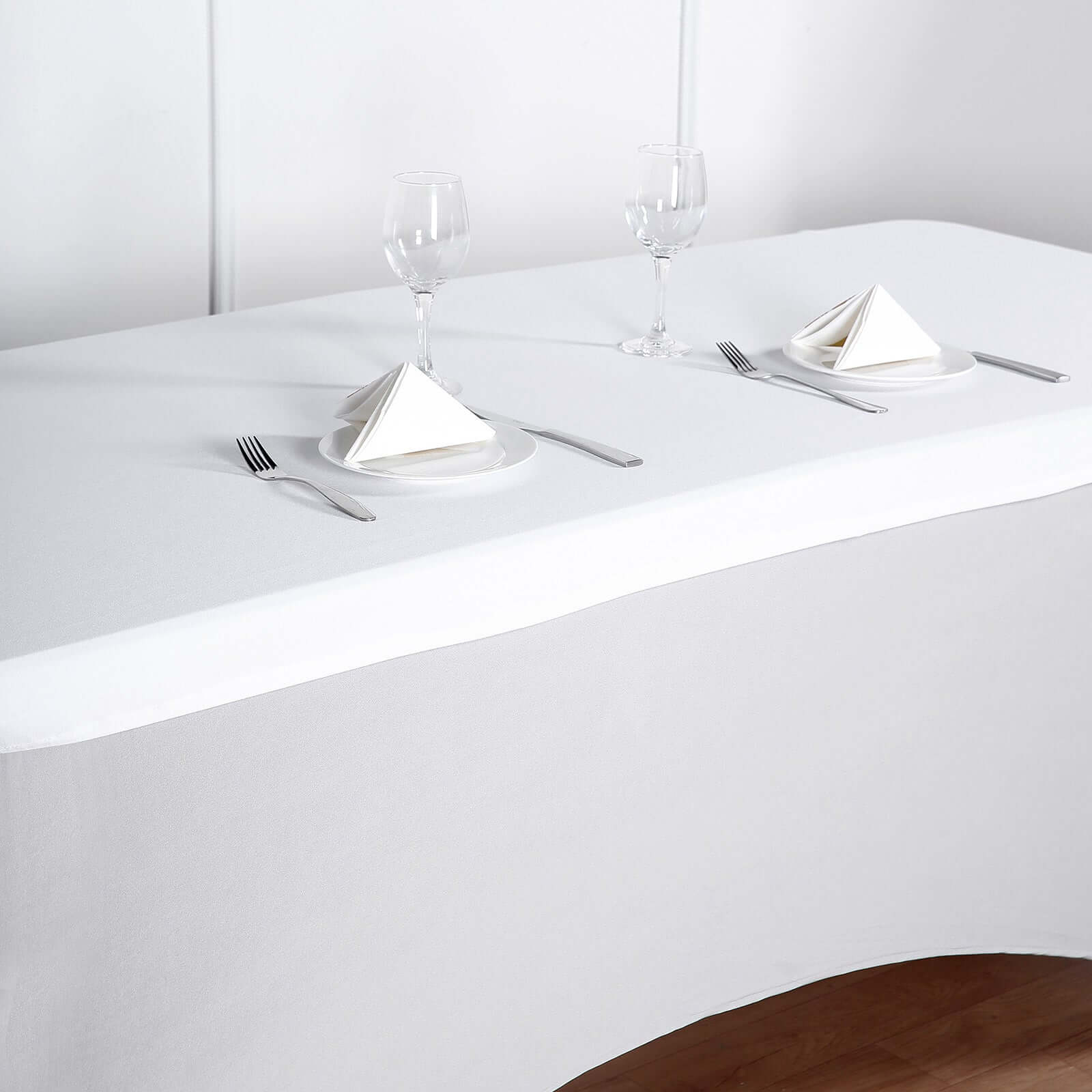 Stretch Spandex 72x30 Rectangle Tablecloth Top Cover White - Sleek & Durable Fitted Table Topper Cap