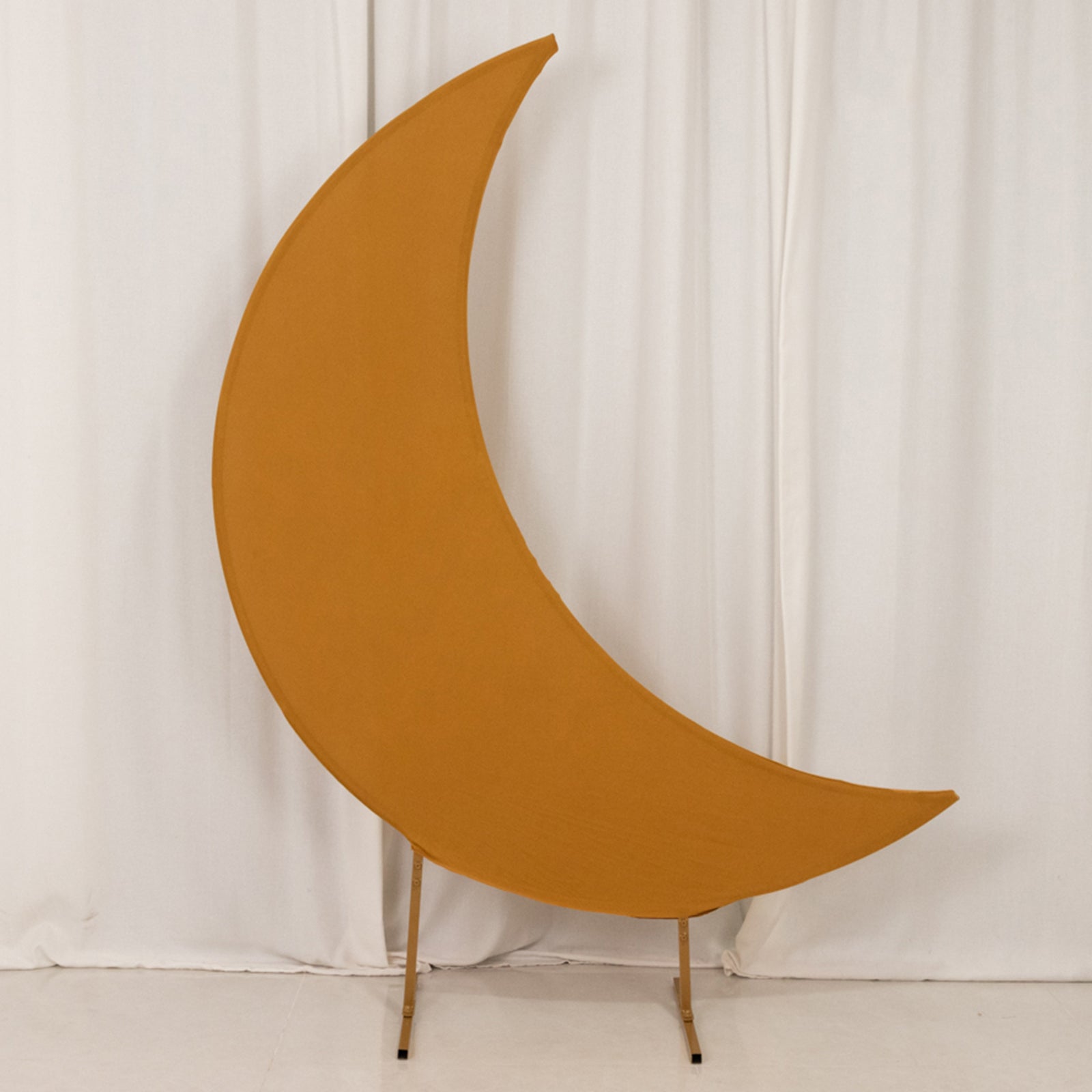 6.5ft Gold Spandex Crescent Moon Chiara Backdrop Stand Cover, Custom Stretch Fitted Wedding Arch Cover