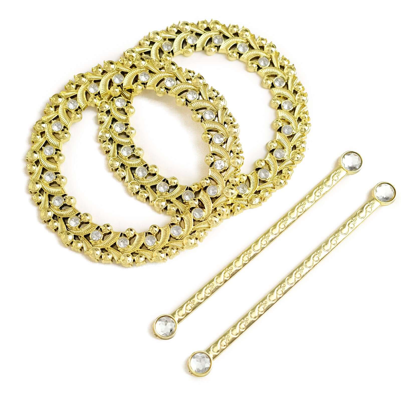 2 Pack 7 Gold Barrette Style Acrylic Crystal Curtain Tie Backs, Round Backdrop Drapery Brooch Holdbacks