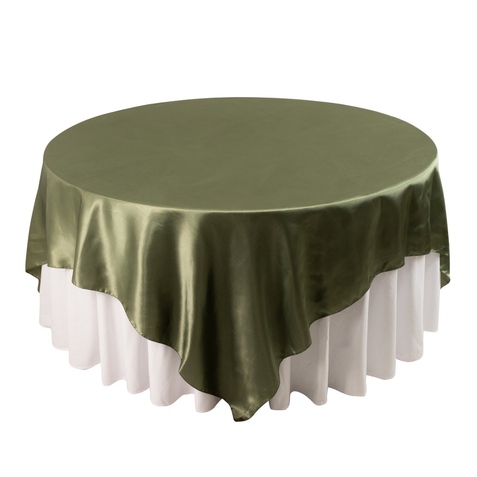 Satin 90x90 Table Overlay Square Tablecloth Dusty Sage Green - Smooth Finish Table Topper