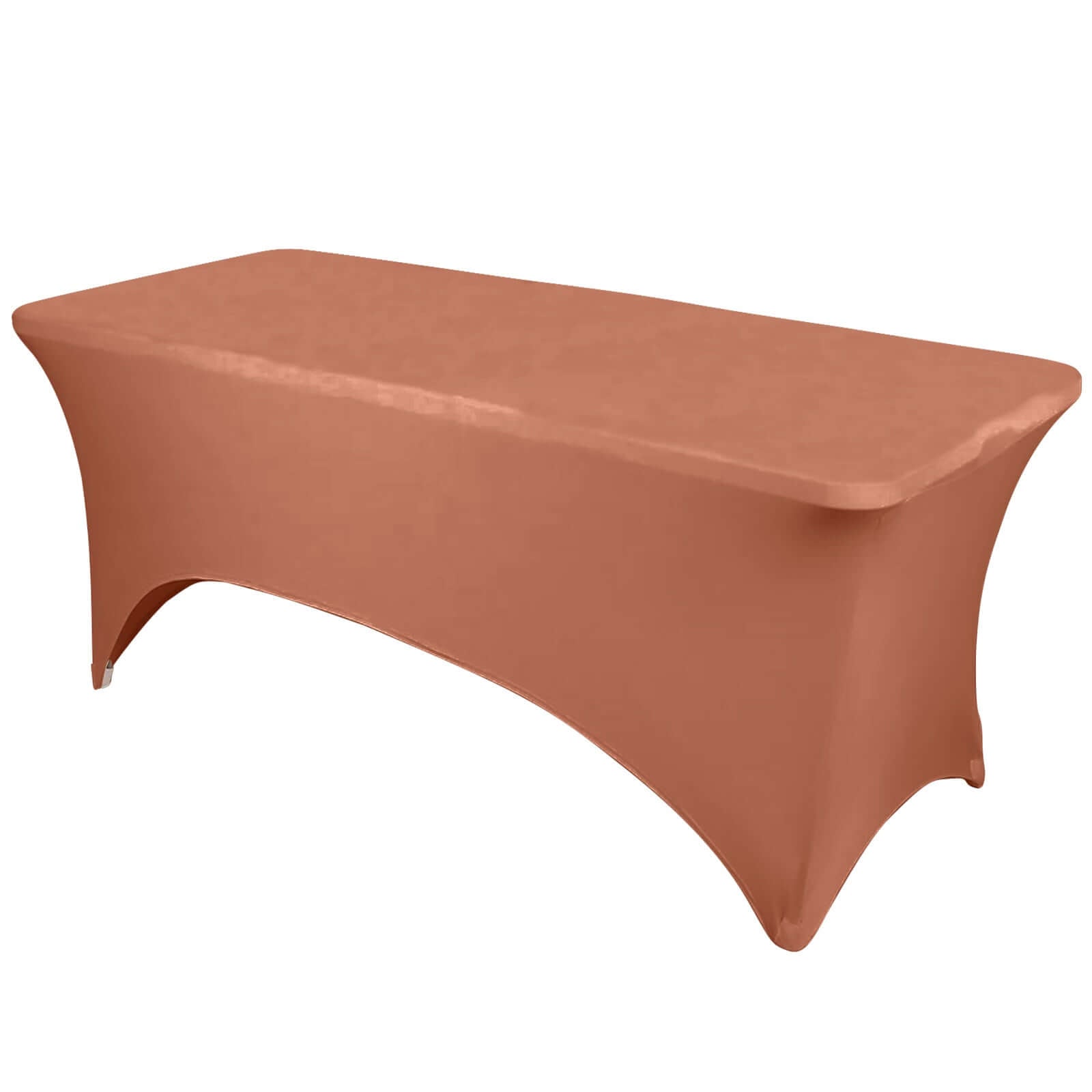 Stretch Spandex 6ft Rectangle Tablecloth Terracotta (Rust) - Durable Form-Fitting Table Cover