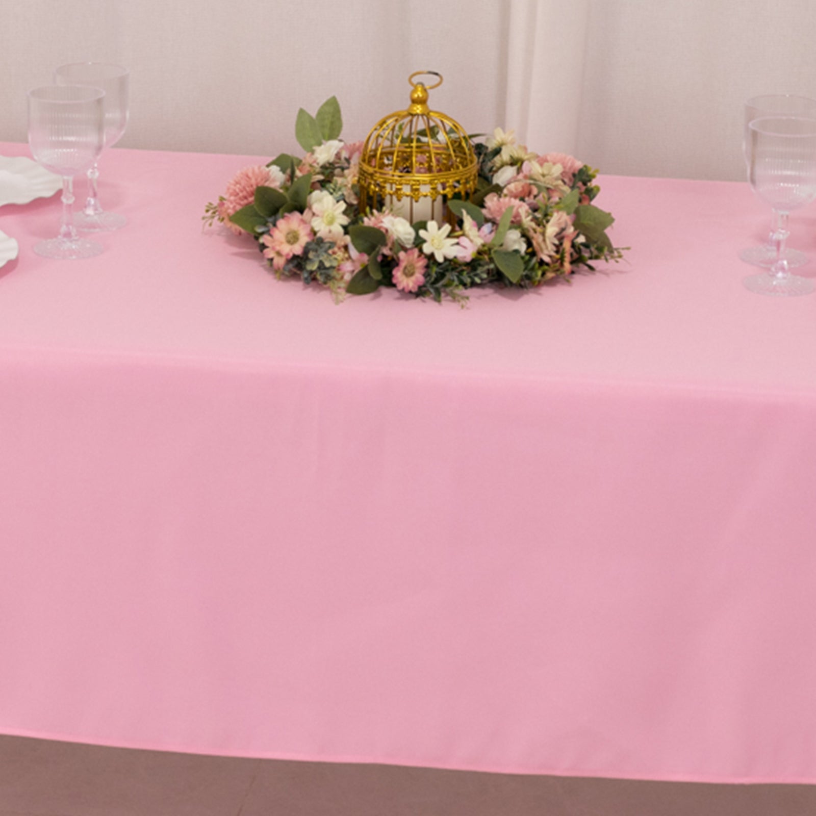 Premium Polyester 60x102 Rectangle Tablecloth Pink - Durable 220GSM Wrinkle-Resistant Table Cover