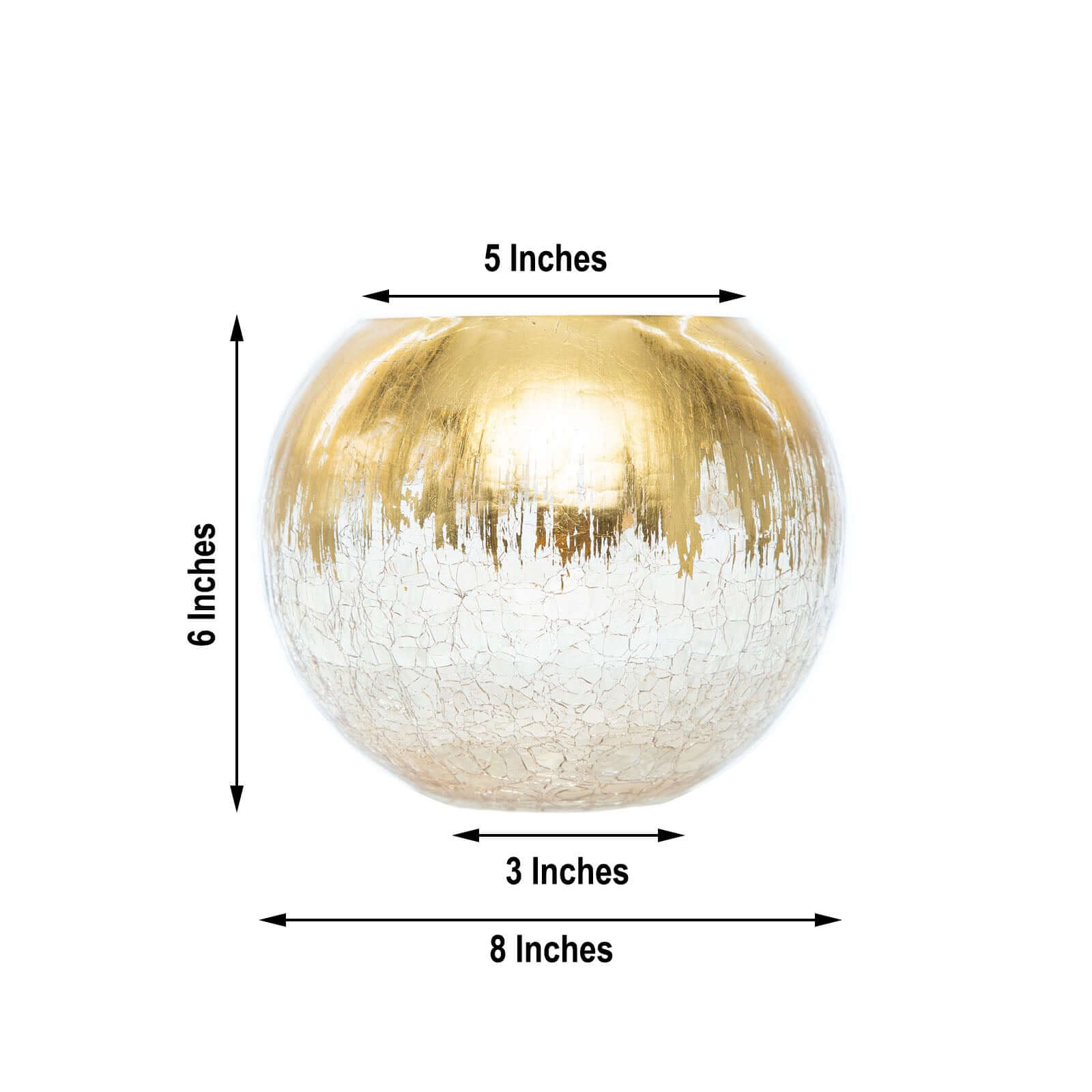 Glass Flower Vase Gold Foiled Crackle Bubble - Decorative Floral Centerpiece for Tables 6