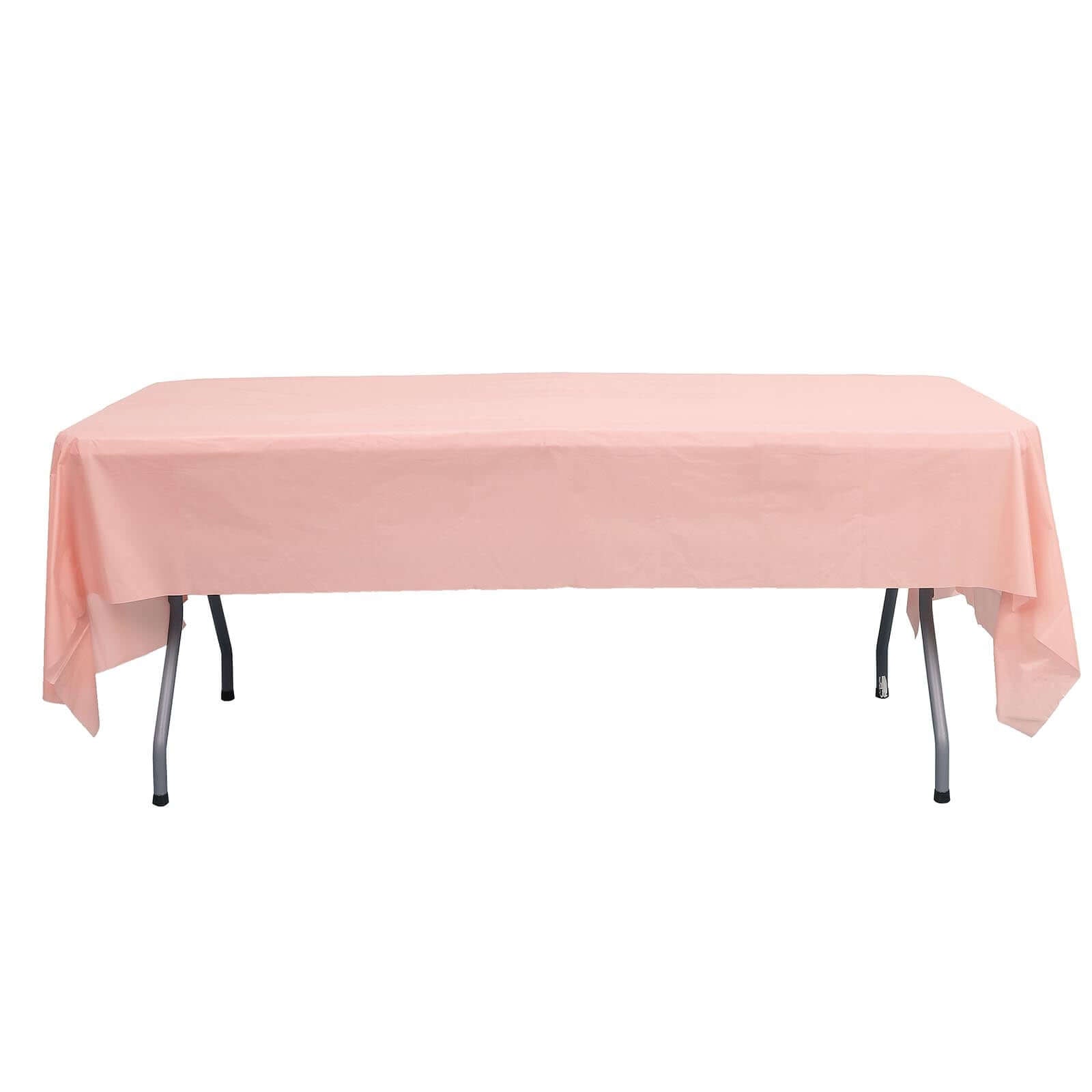 5-Pack Plastic Table Covers Blush Rectangle - Reliable PVC Disposable Covers for Gatherings 54x108