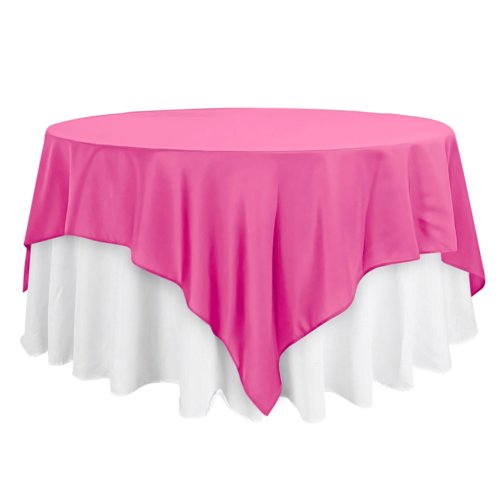 Polyester 90x90 Table Overlay Square Tablecloth Fuchsia - Wrinkle-Resistant & Durable Table Cover