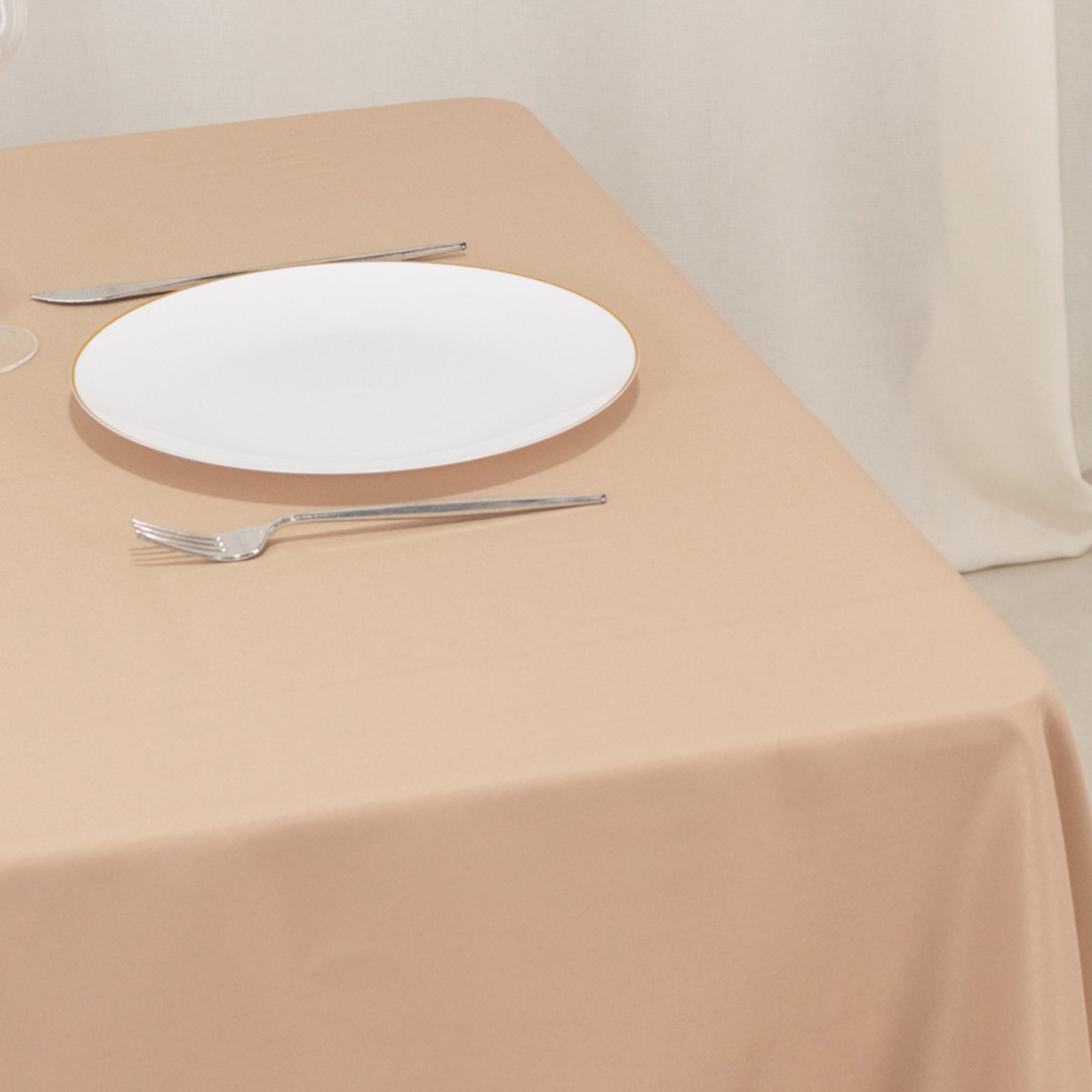 Premium Polyester Square Tablecloth 70x70 Nude 220GSM Wrinkle-Resistant Table Cover