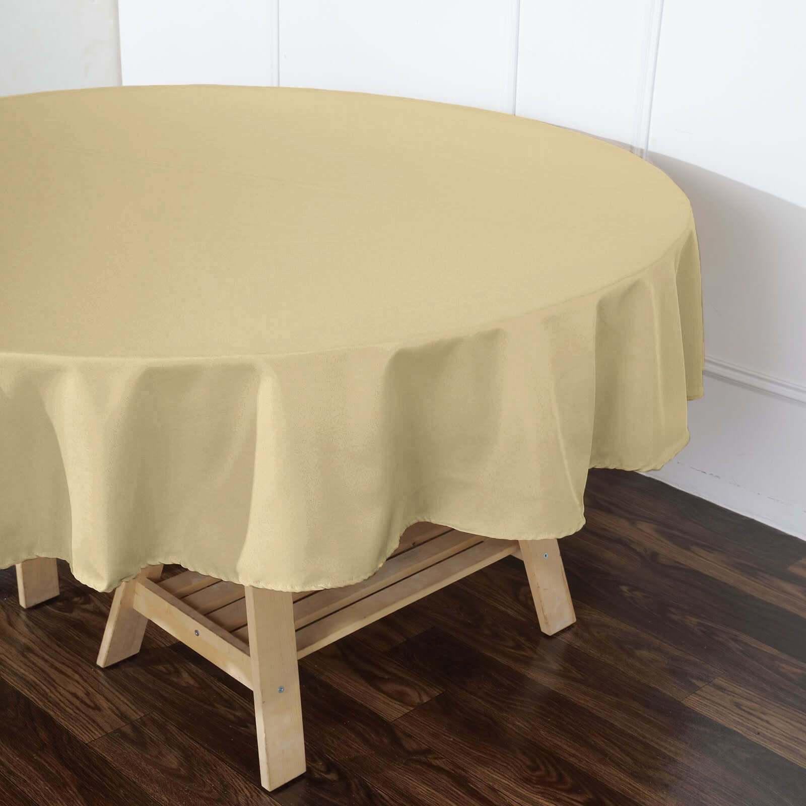 Polyester 90 Round Tablecloth Champagne - Stain & Wrinkle-Resistant Table Cover