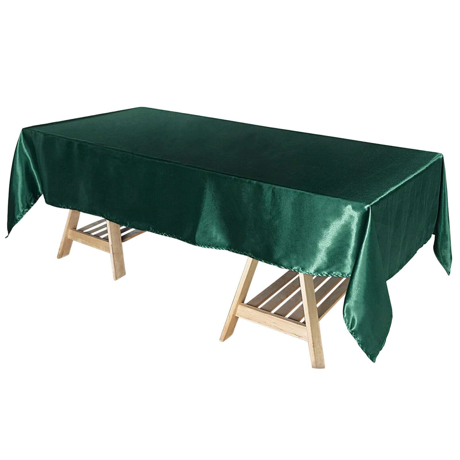 Satin Rectangular 60x102 Tablecloth Hunter Emerald Green - Smooth and Lustrous Table Cover