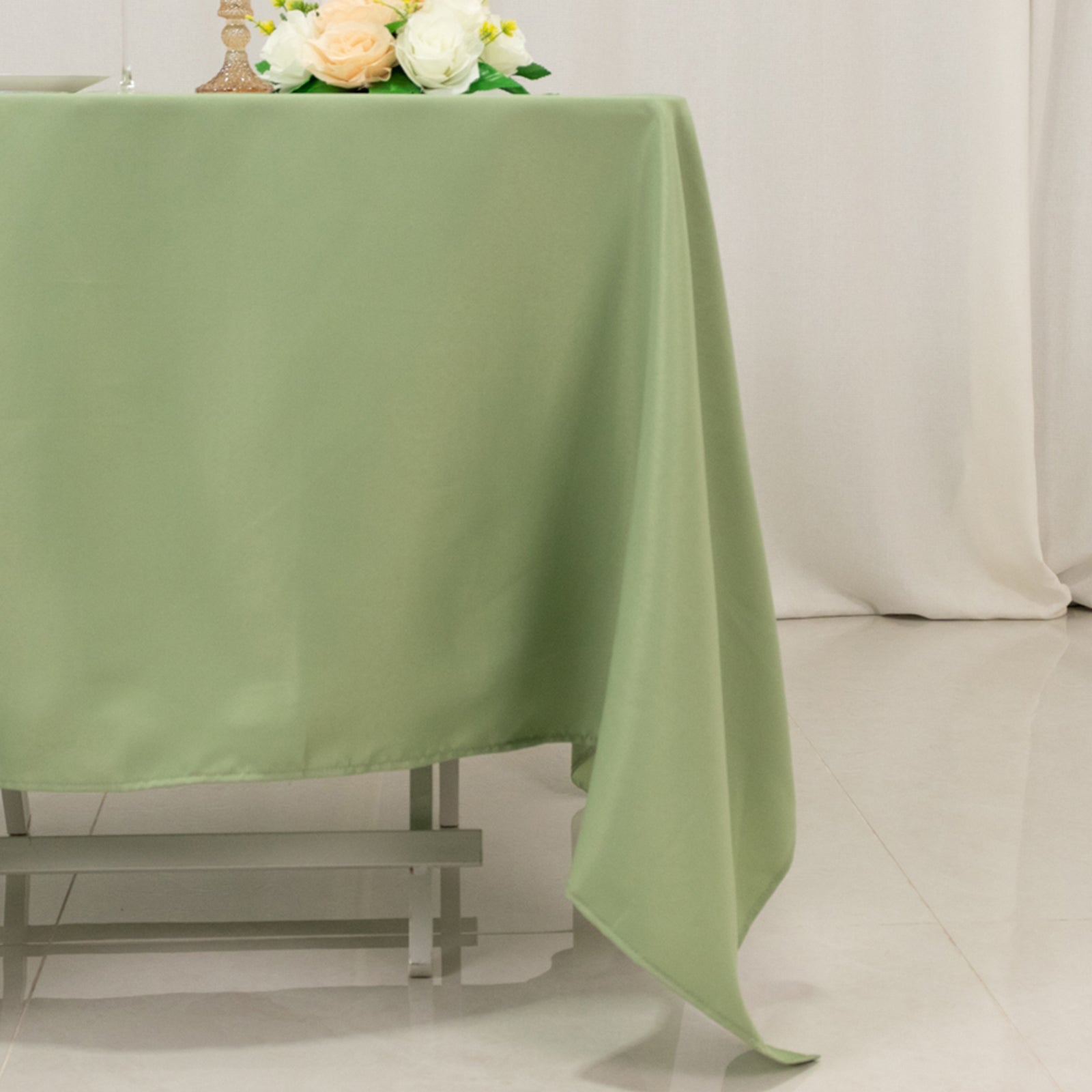 Premium Polyester Square Tablecloth 70x70 Sage Green 220GSM Wrinkle-Resistant Table Cover