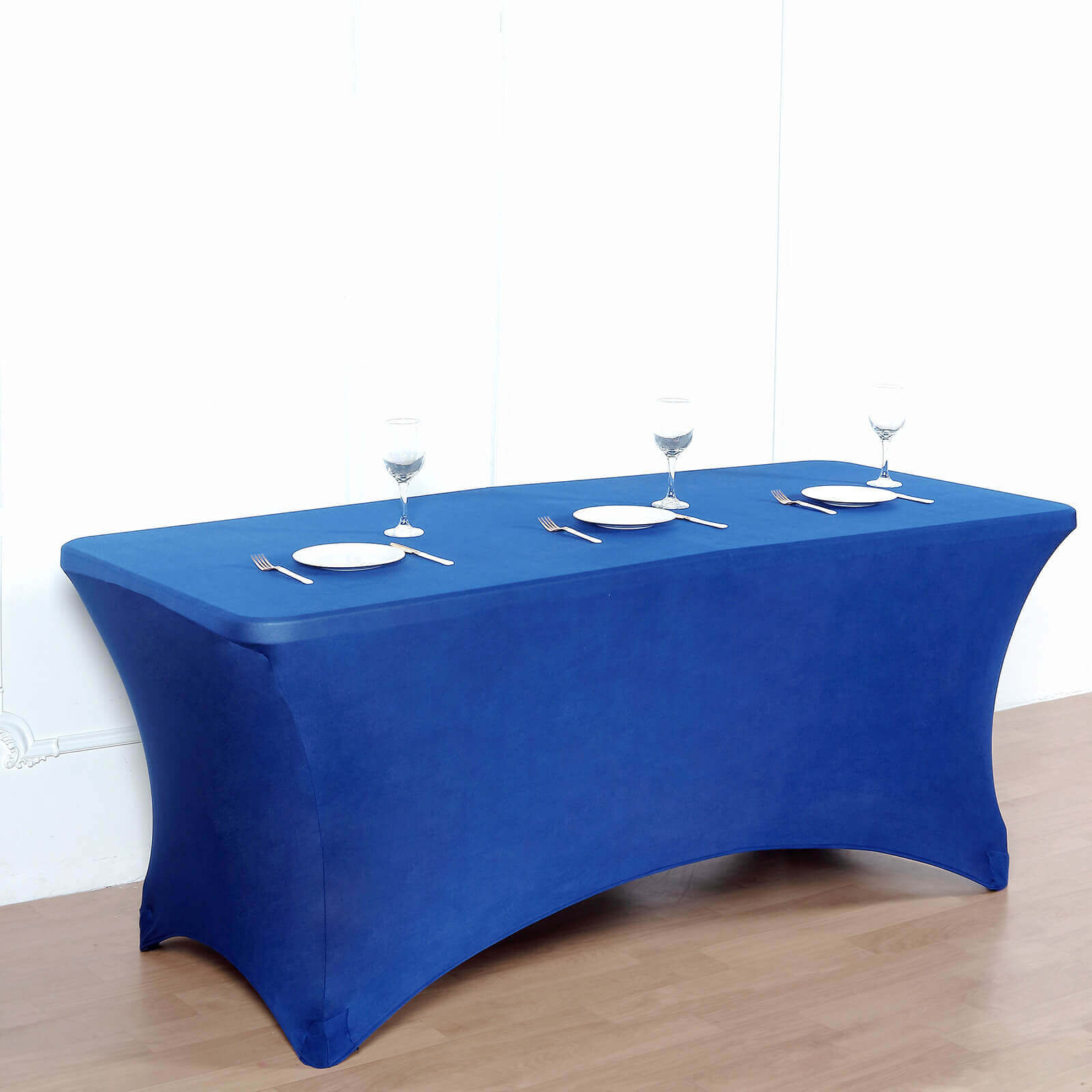 Stretch Spandex 96x30 Rectangle Table Cover Royal Blue - Durable Form-Fitting Tablecloth