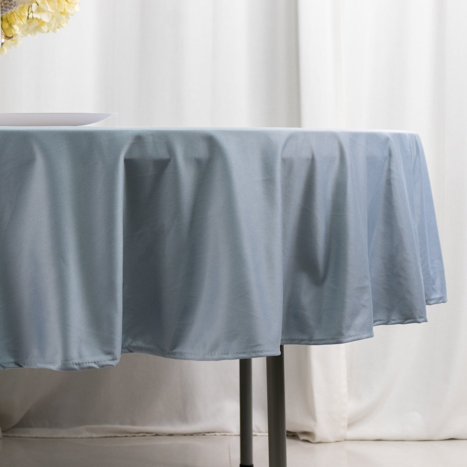 Premium Scuba Round 90 Tablecloth Dusty Blue - Wrinkle Free & Stain Resistant Table Cover