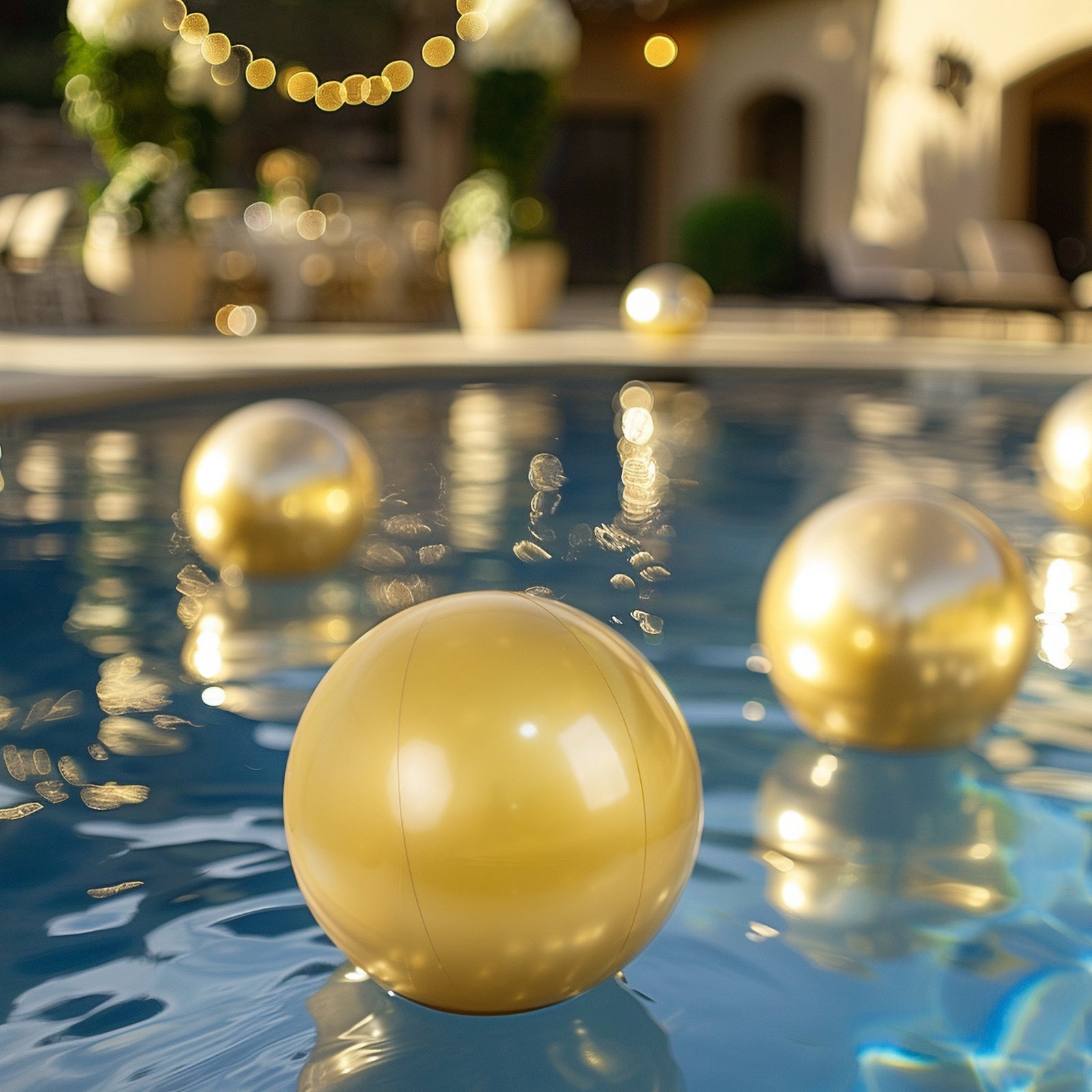 2 Pack 16 Inflatable Gold Decorative Balls - Round Vinyl Pool and Party Balls, Lightweight & Fun