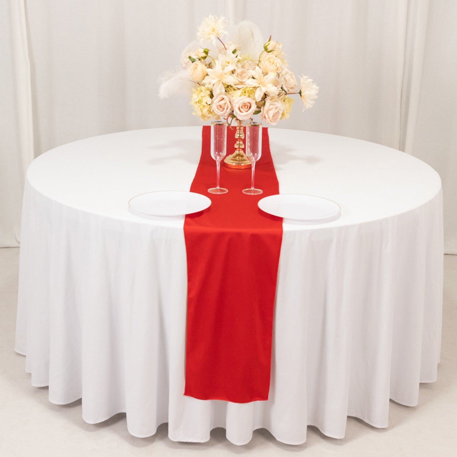 Premium Scuba Polyester 12x108 Table Runner Red - Wrinkle-Free Table Linen