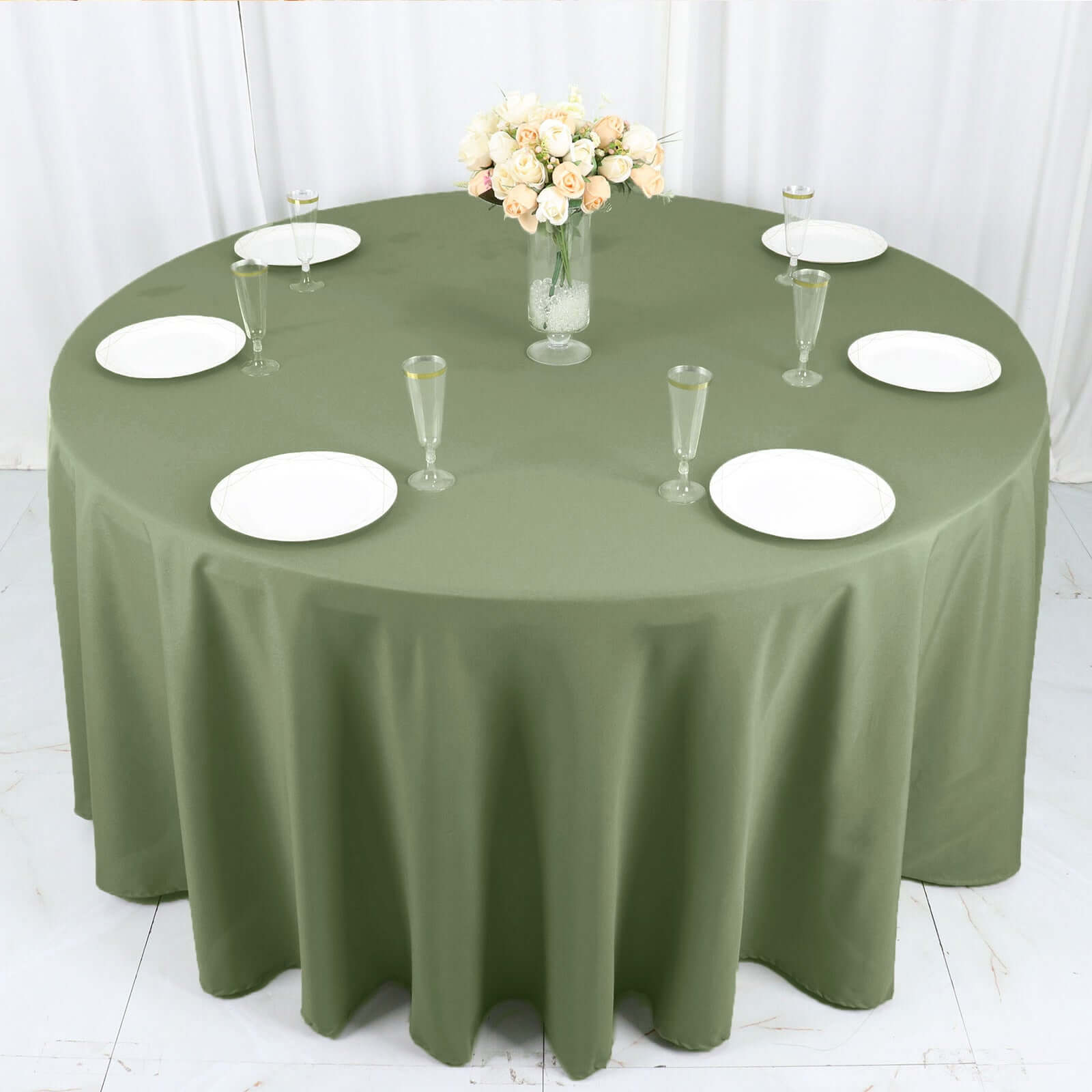 Polyester 120 Round Tablecloth Dusty Sage Green - Seamless Wrinkle-Resistant Table Cover