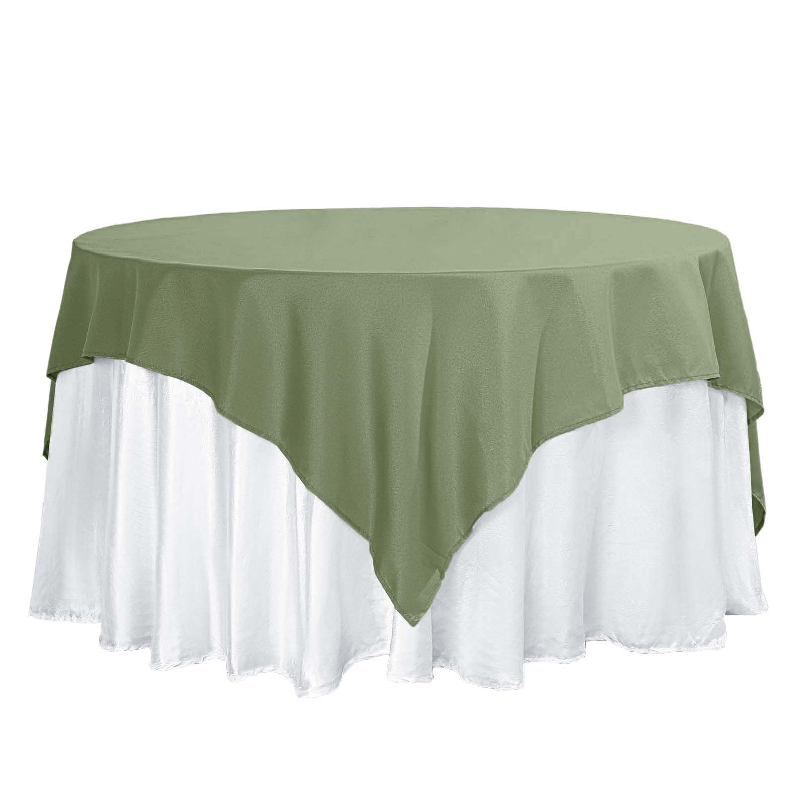 Polyester 70x70 Table Overlay Square Tablecloth Dusty Sage Green - Wrinkle-Resistant & Durable Table Cover