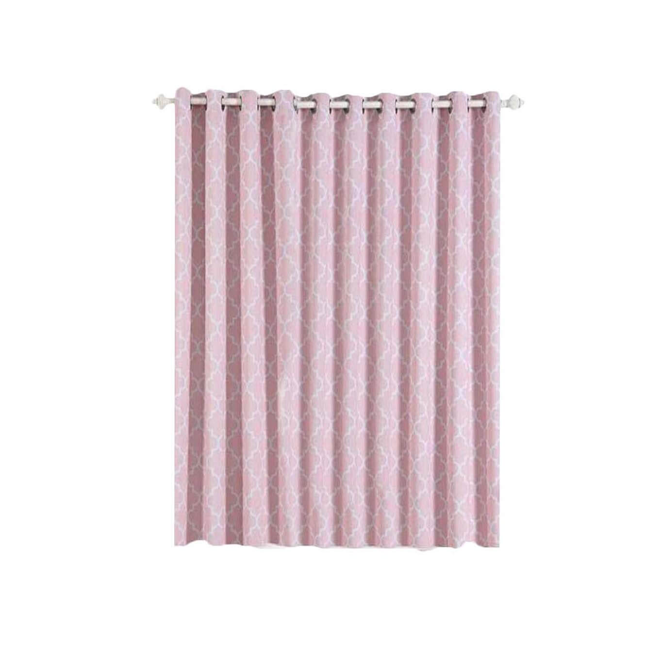 2 Pack White Blush Lattice Print Thermal Blackout Curtains With Chrome Grommet Window Treatment Panels - 52x108