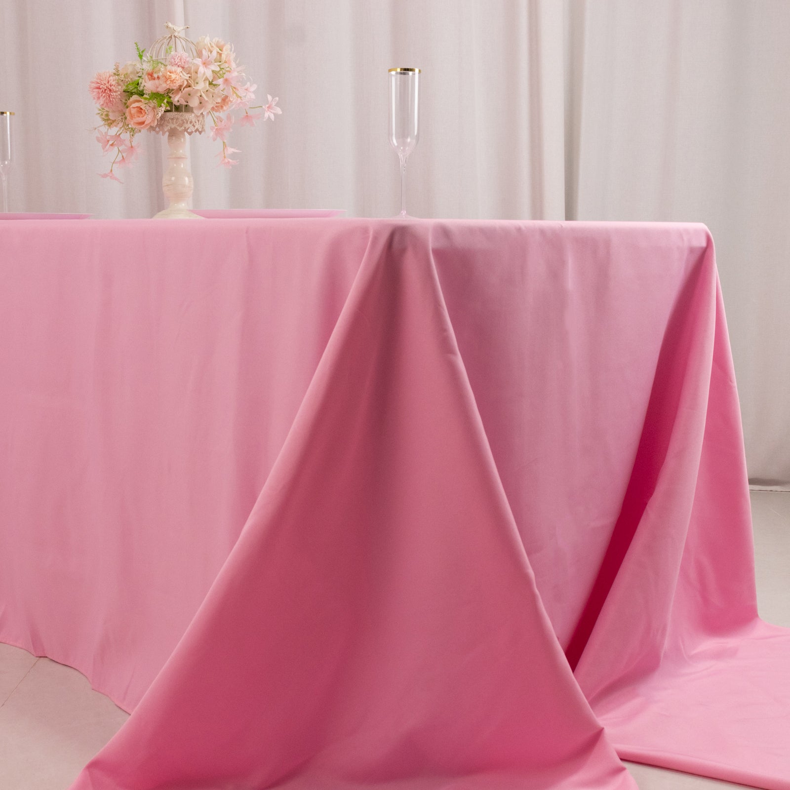 Premium Polyester 90x156 Rectangle Tablecloth Pink - Seamless 220GSM Stain-Resistant Table Cover