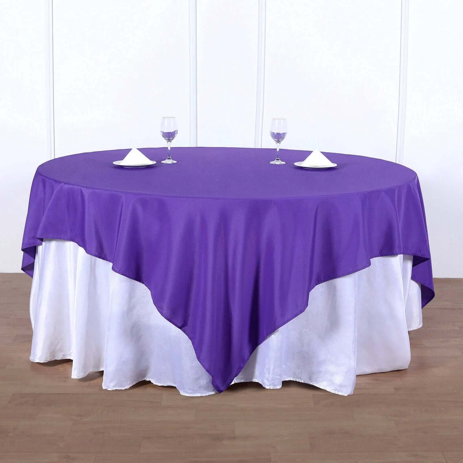 Polyester 90x90 Table Overlay Square Tablecloth Purple - Wrinkle-Resistant & Durable Table Cover