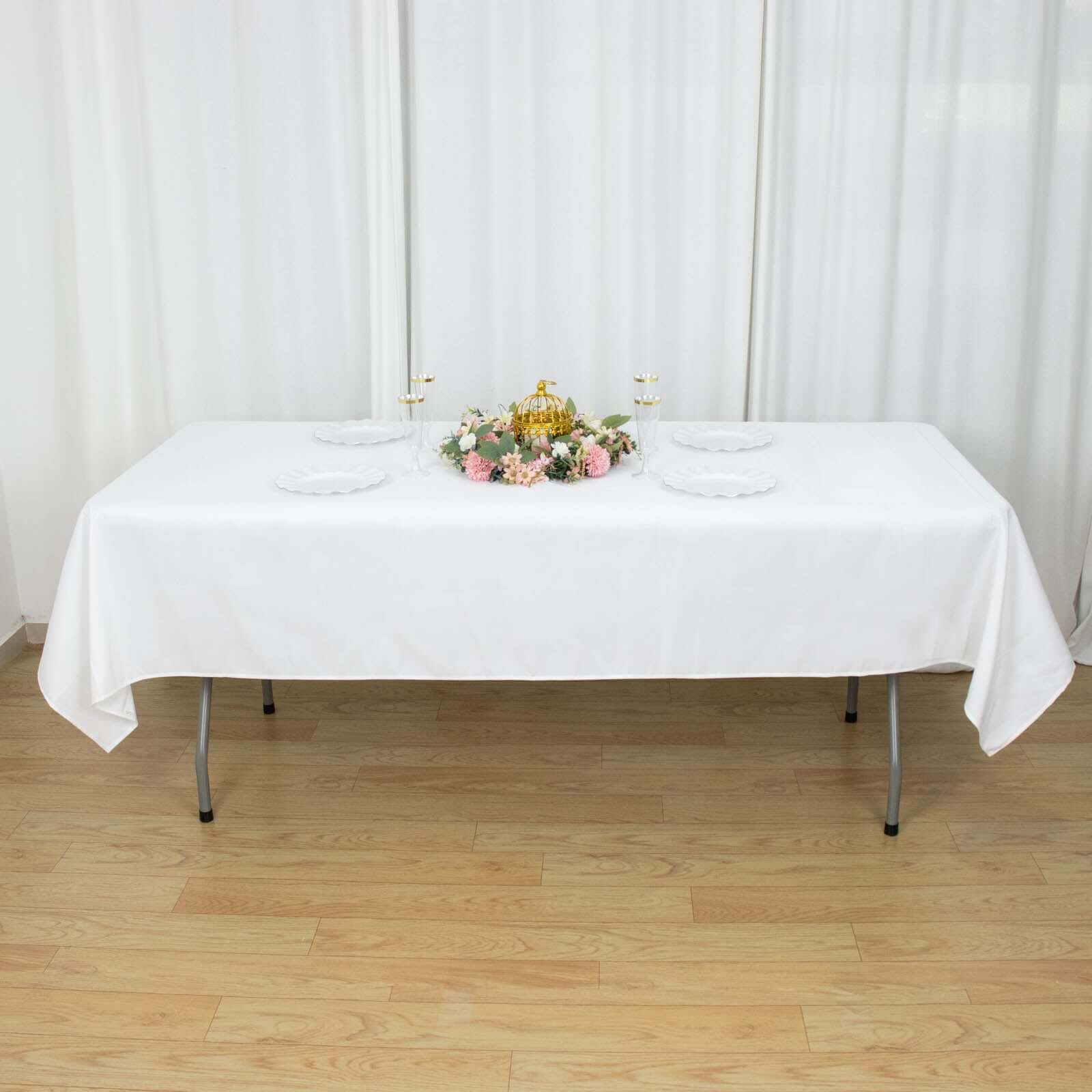 Premium Polyester 54x96 Rectangle Tablecloth White - Durable 220GSM Stain-Resistant Fabric for Weddings & Events