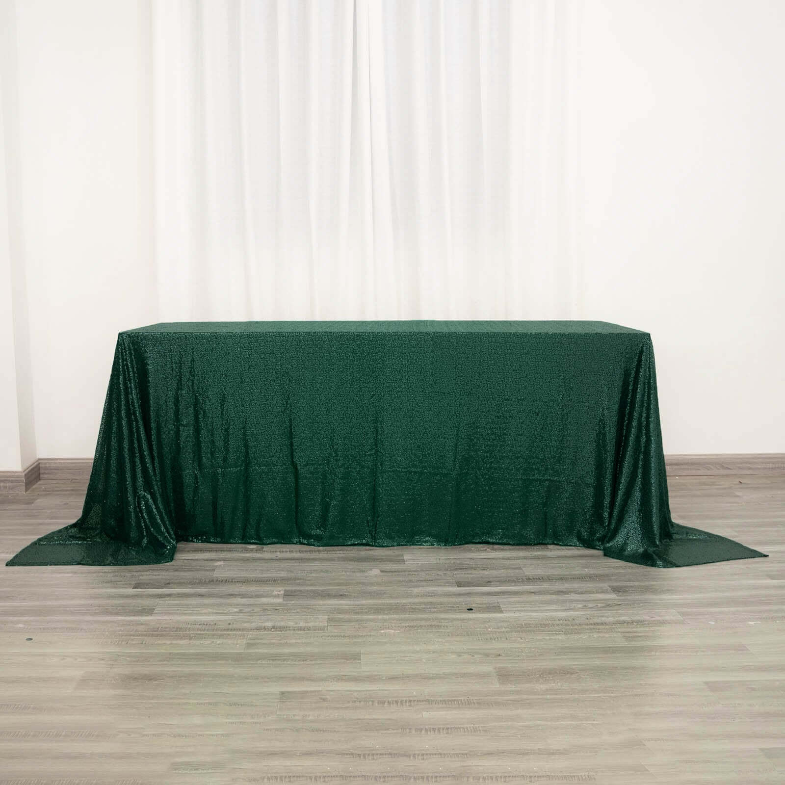 Sequin 90x132 Rectangle Tablecloth Hunter Emerald Green - Seamless Sparkly Table Cover